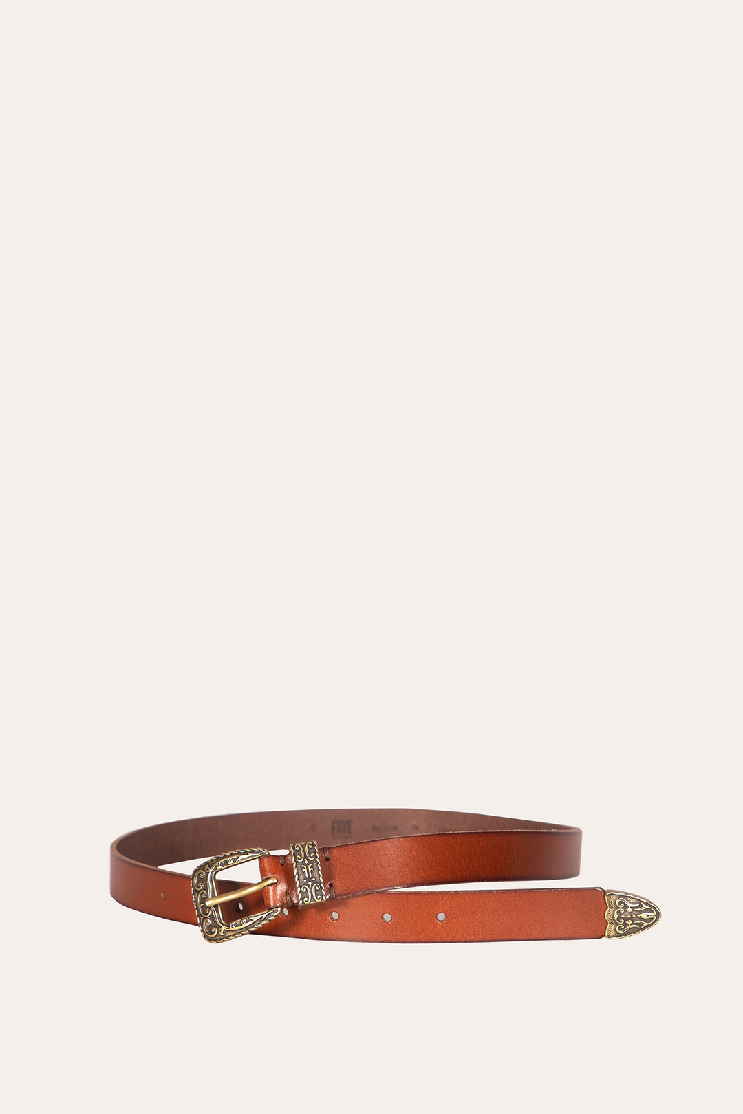 Frye 25mm Tan Logo Western Belt / Tan