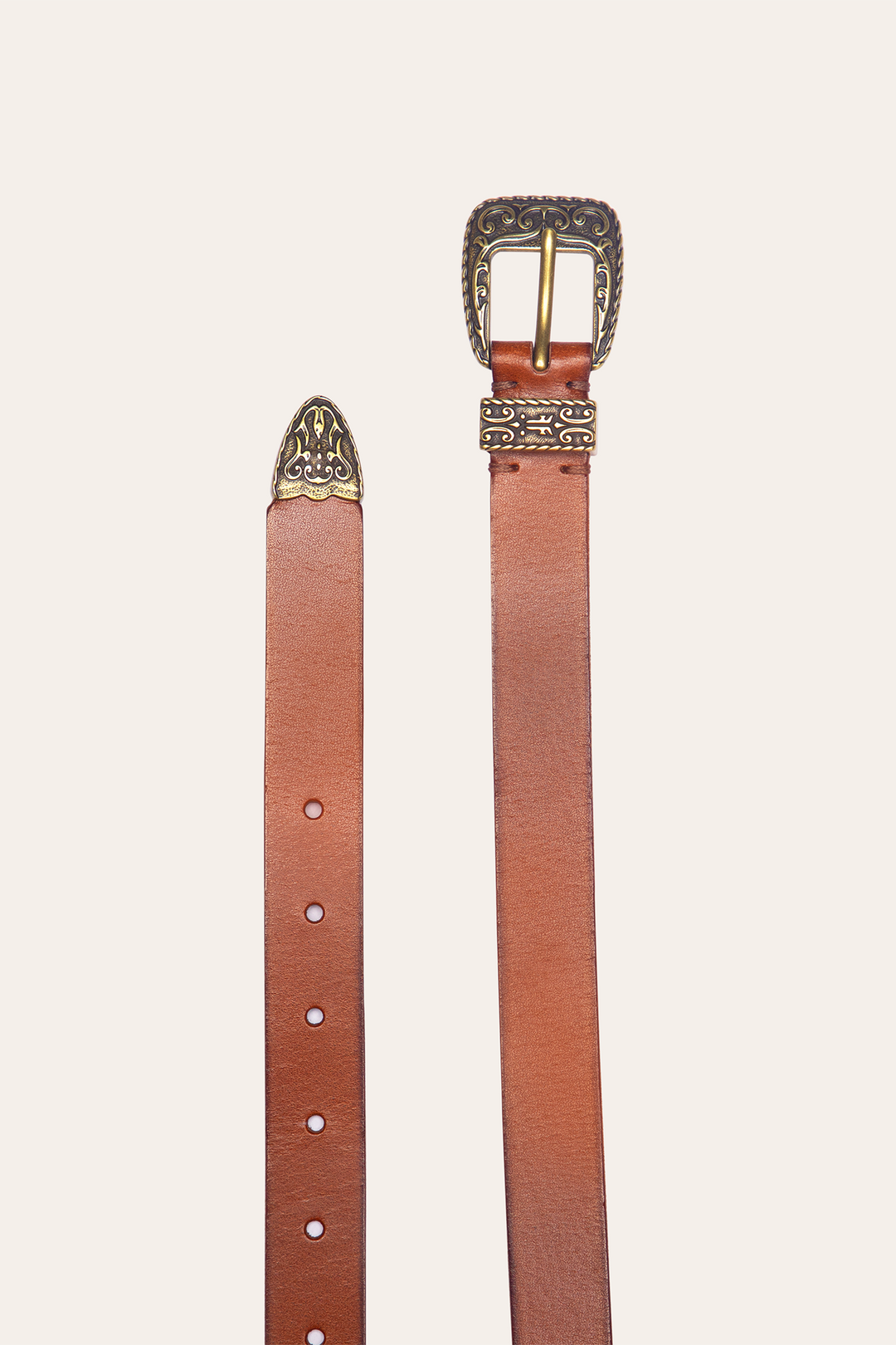 Frye 25mm Tan Logo Western Belt / Tan