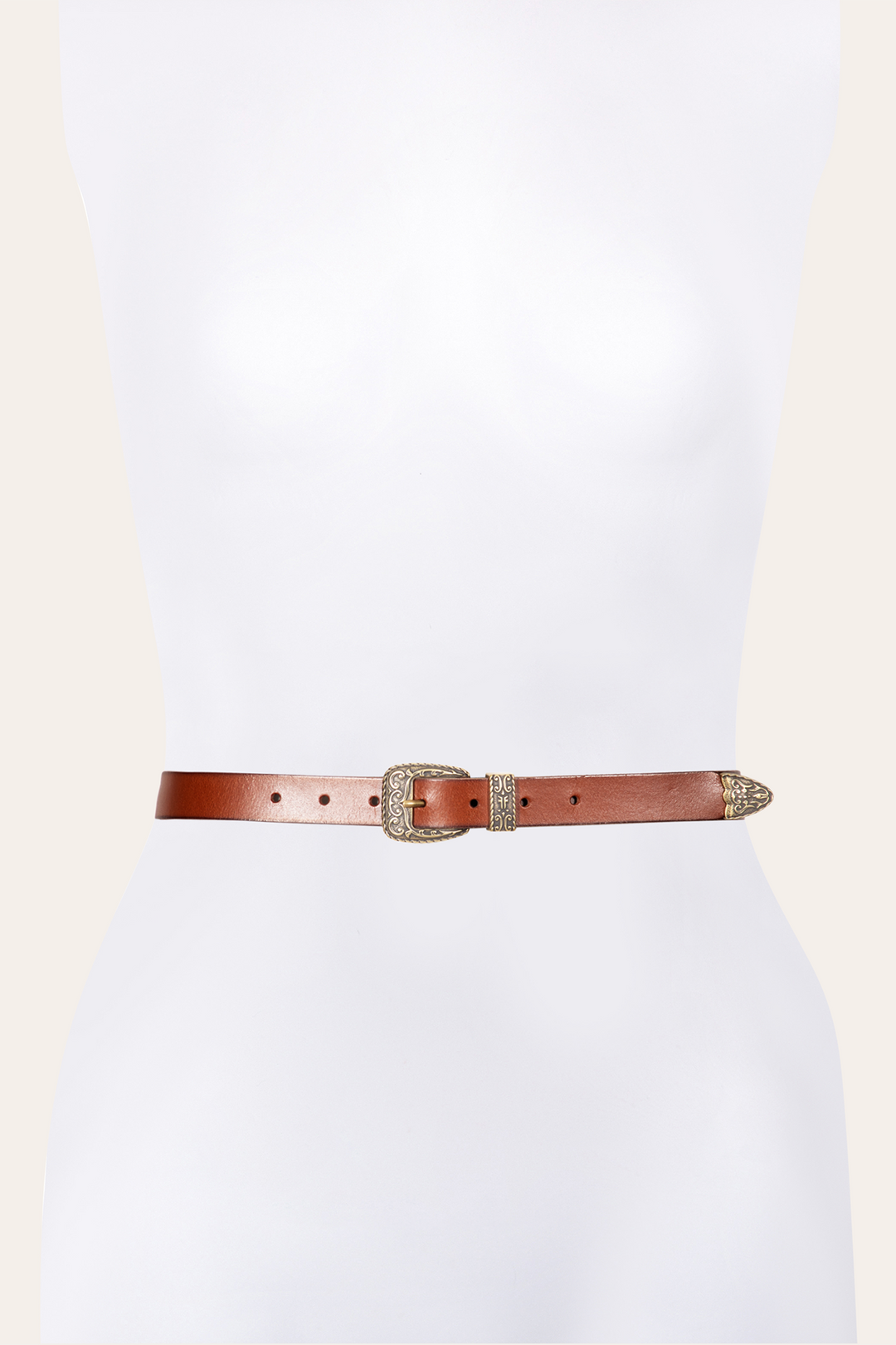 Frye 25mm Tan Logo Western Belt / Tan