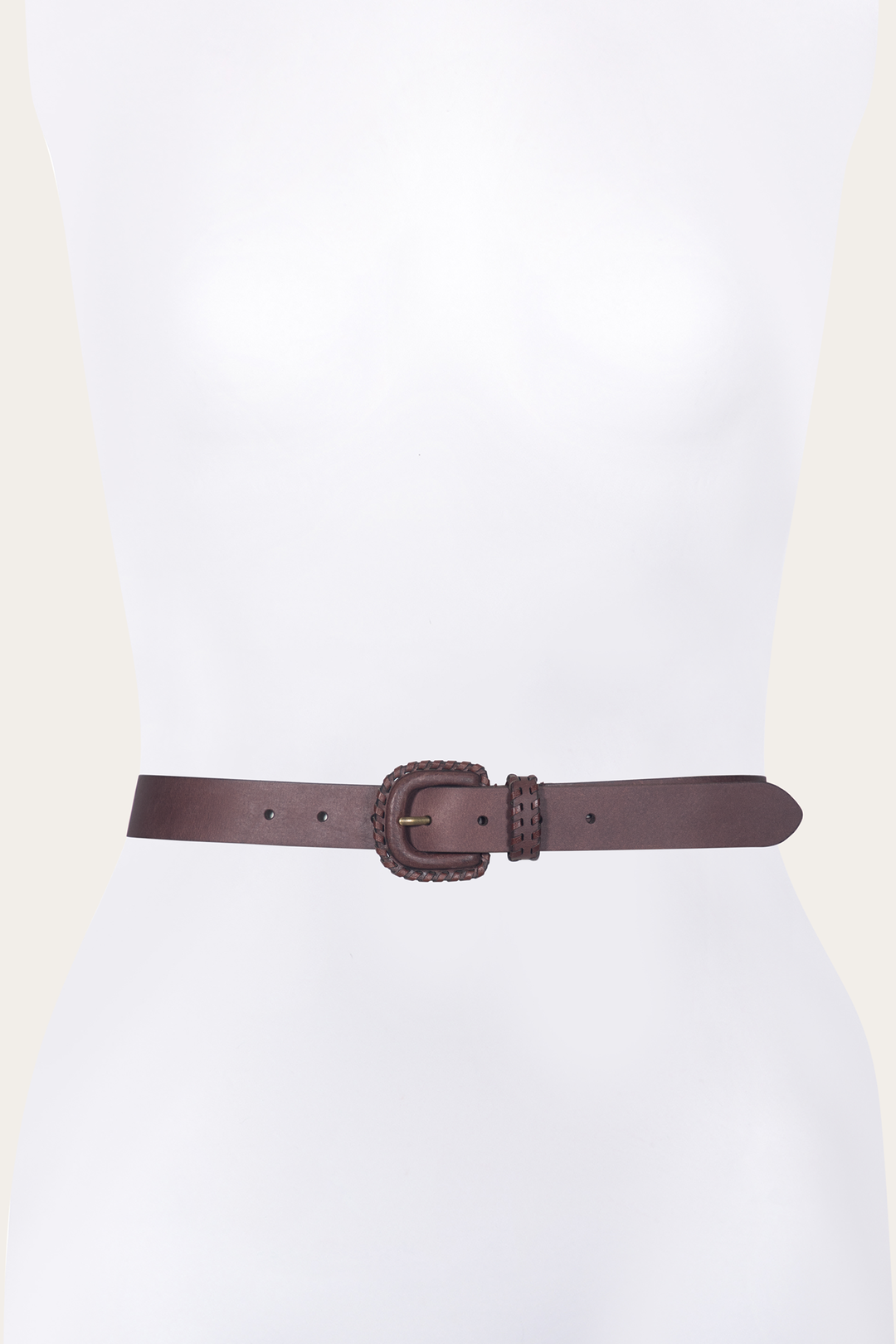Frye 30mm Brown Leather Belt With Covered Buckle / Brown