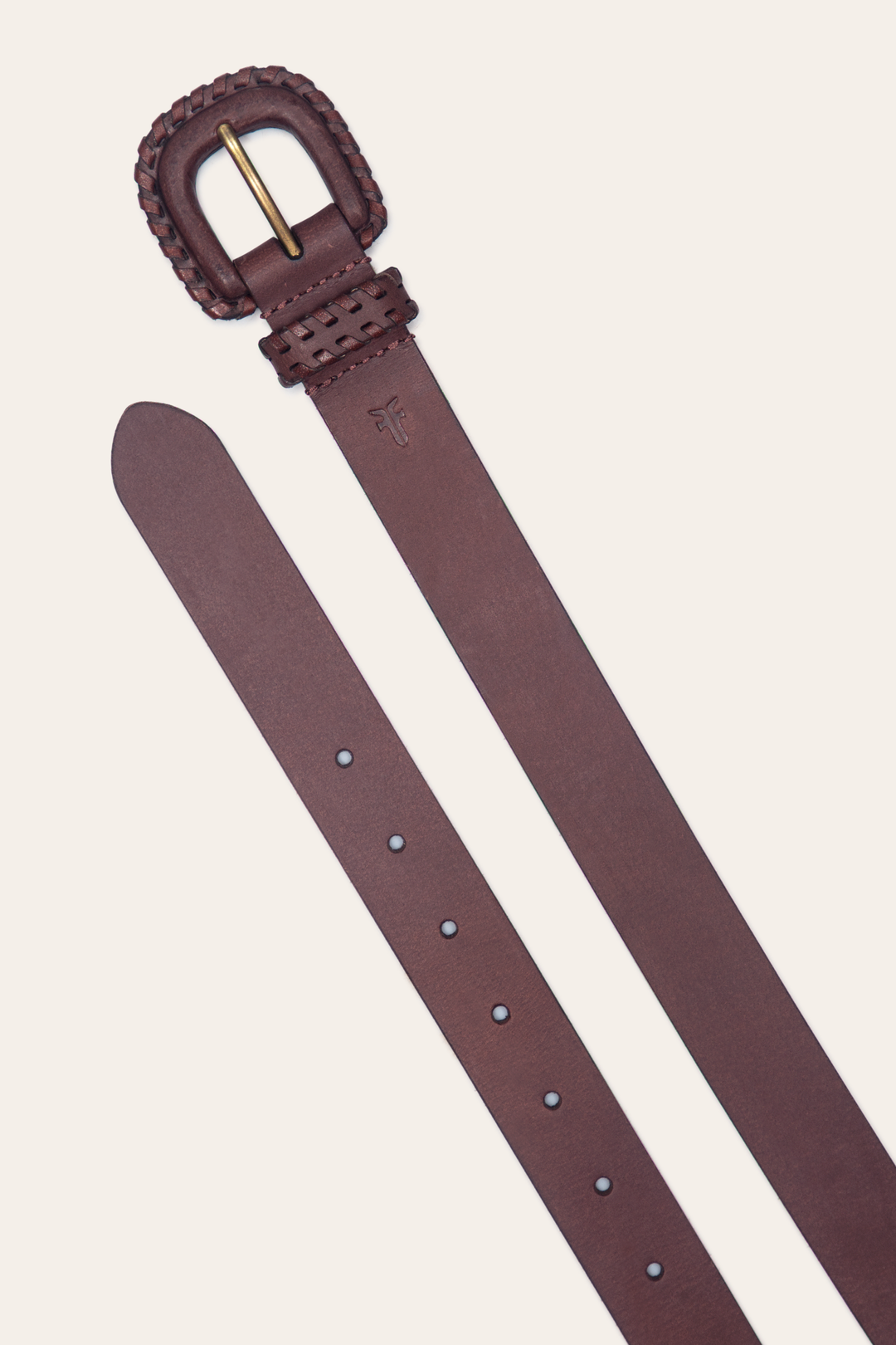 Frye 30mm Brown Leather Belt With Covered Buckle / Brown