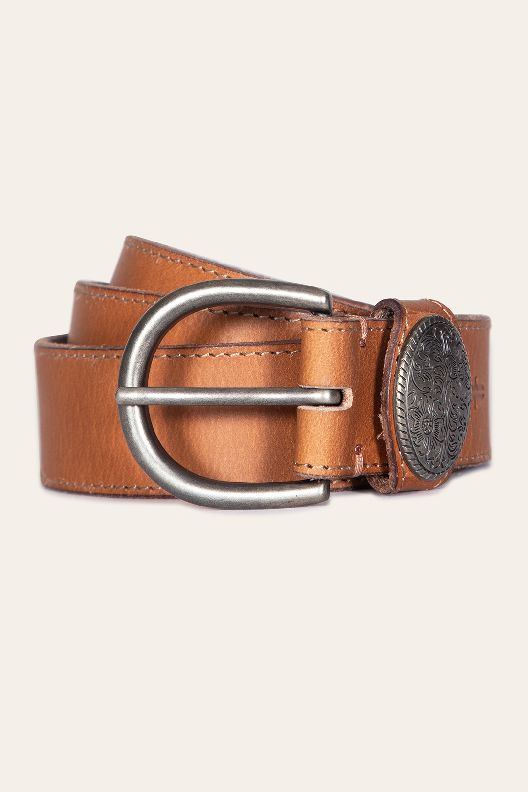 Frye Women’s Beige 35mm Belt With Concho On Loop / Beige