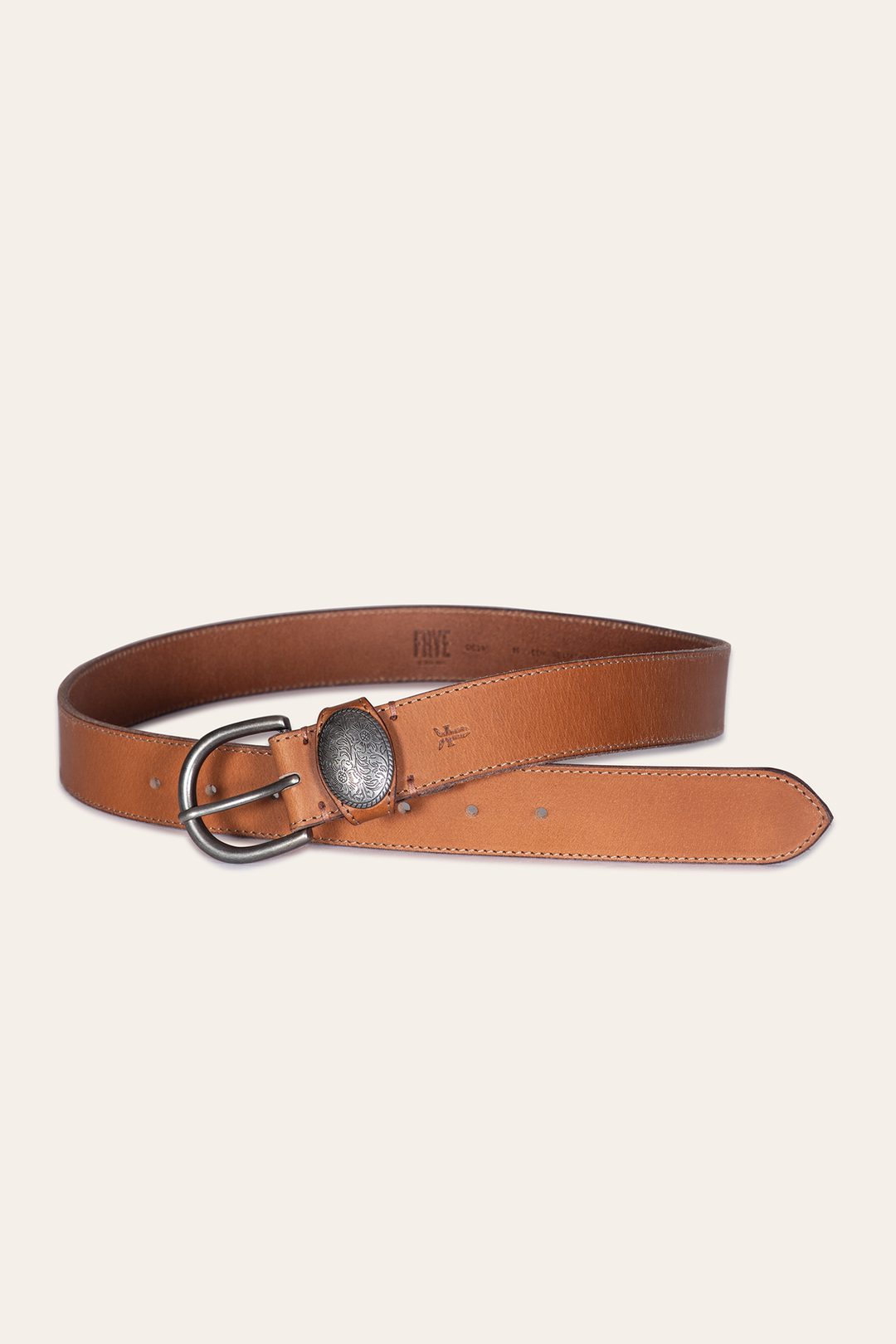 Frye Women’s Beige 35mm Belt With Concho On Loop / Beige