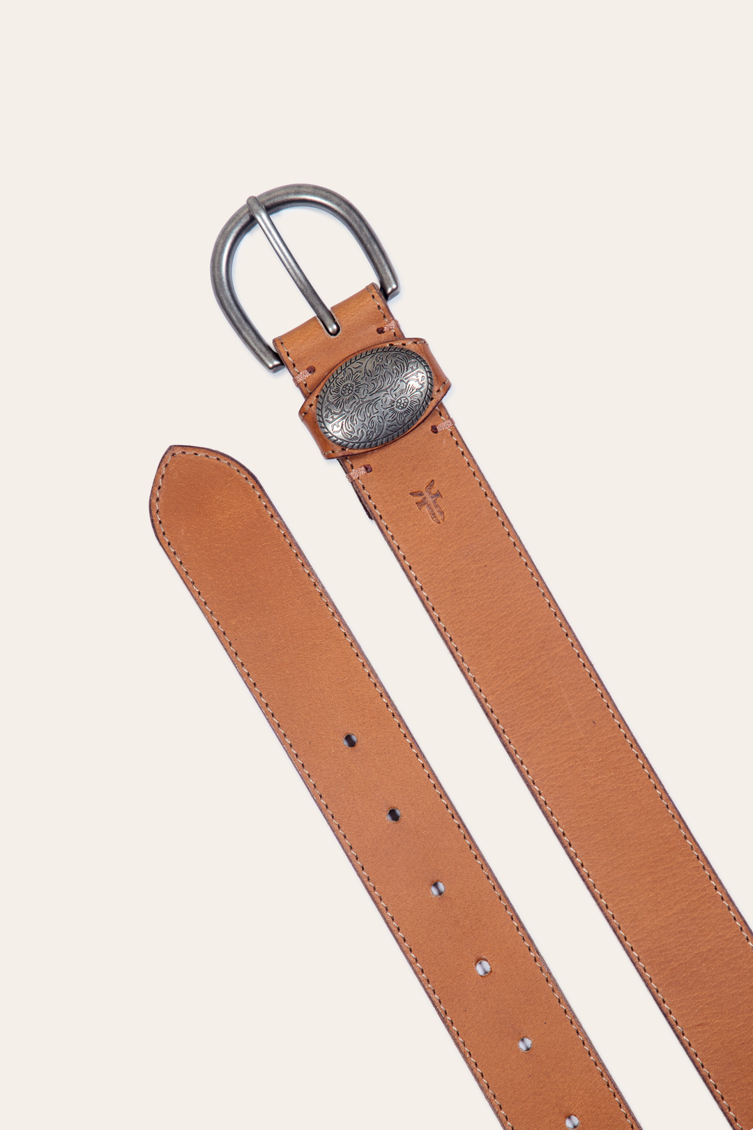 Frye Women’s Beige 35mm Belt With Concho On Loop / Beige