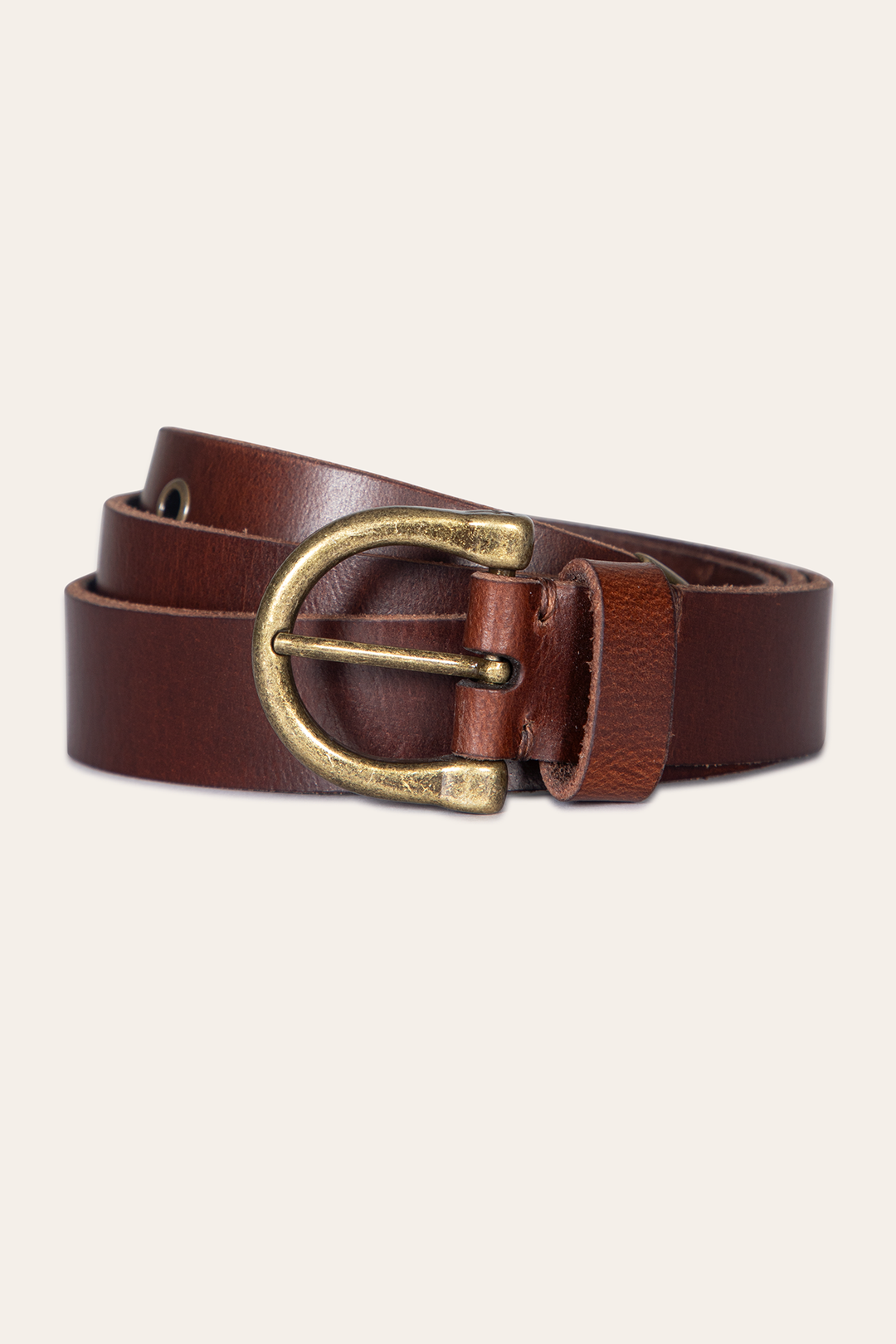 Frye Women’s Tan 25mm Horseshoe Buckle Belt / Tan