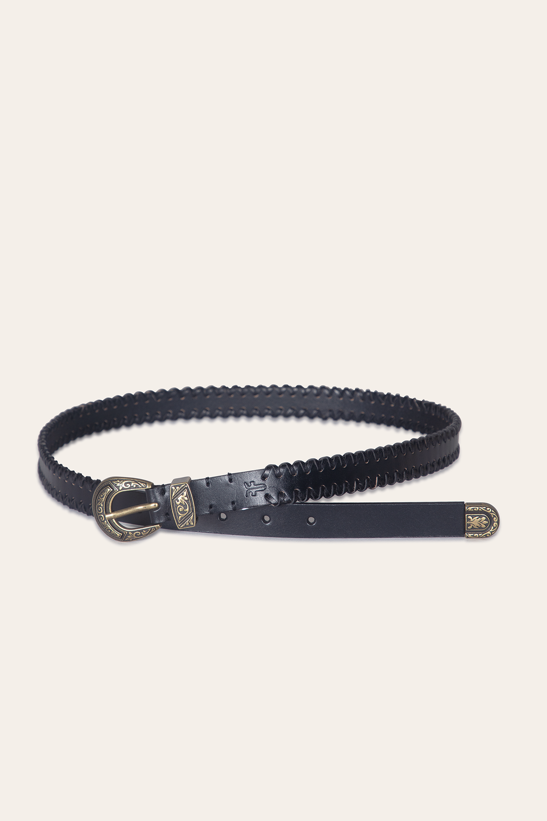 Frye 20mm Black Leather Belt With 3-Piece Buckle Set / Black