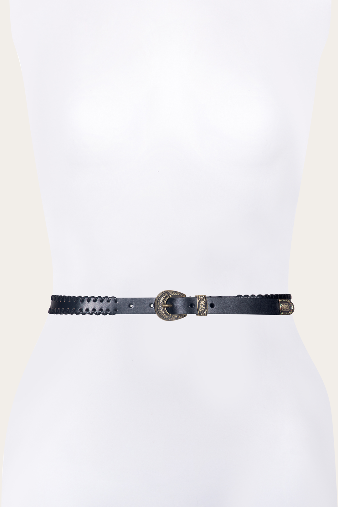 Frye 20mm Black Leather Belt With 3-Piece Buckle Set / Black