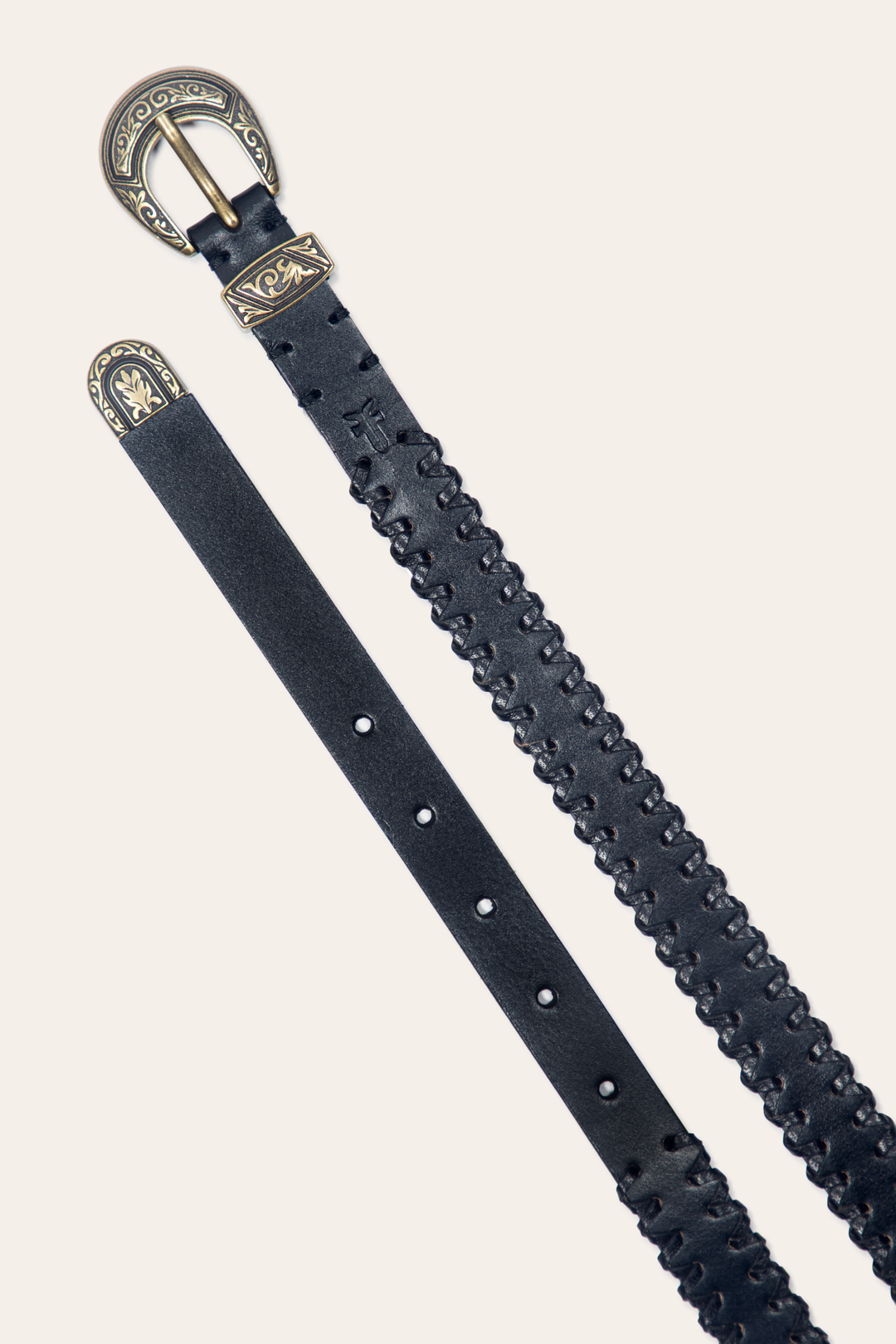 Frye 20mm Black Leather Belt With 3-Piece Buckle Set / Black