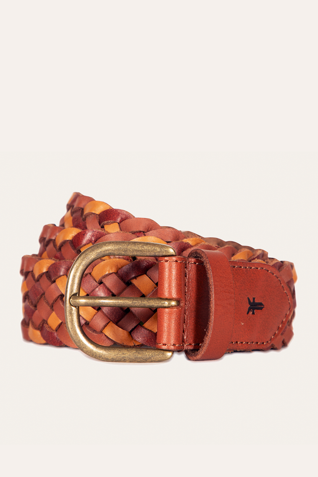 Frye 35mm Tonal Woven Leather Belt in Tan / Tan