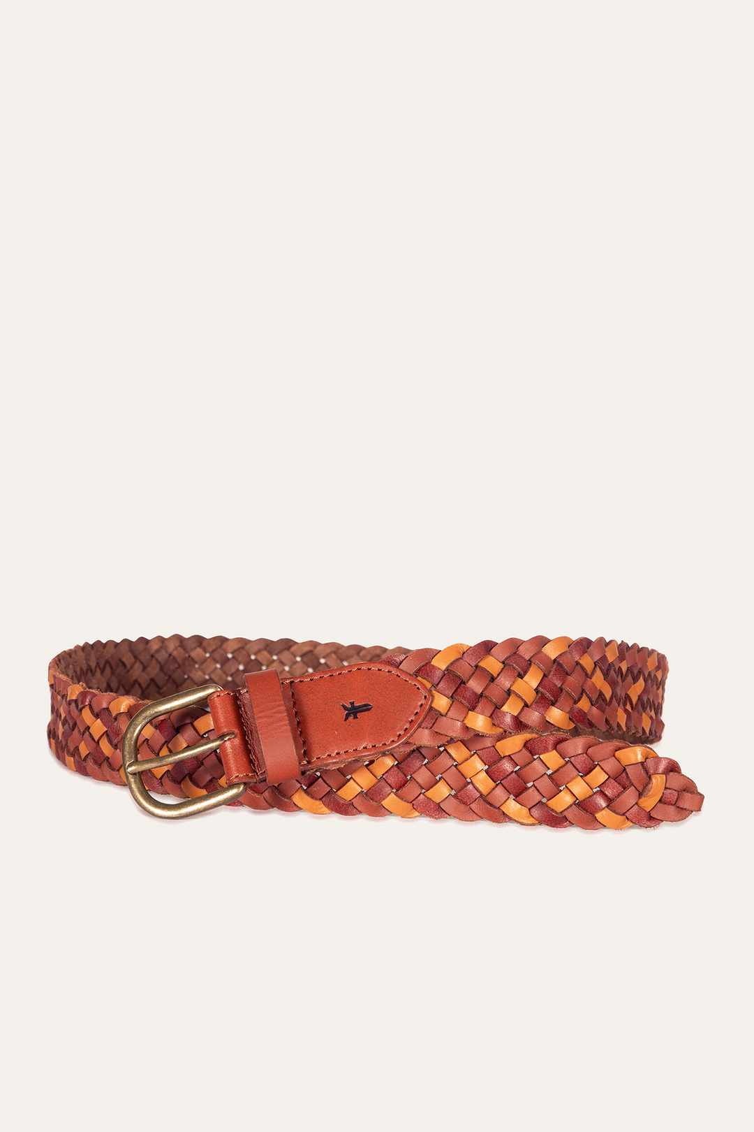 Frye 35mm Tonal Woven Leather Belt in Tan / Tan