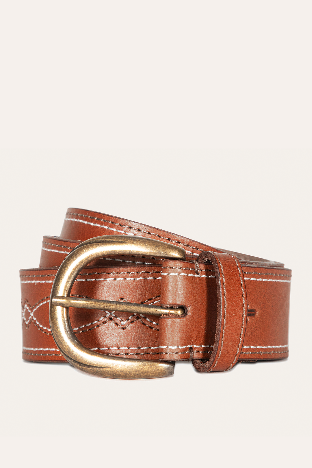 Frye 40mm Tan Belt With 2-Tone Stitch / Tan