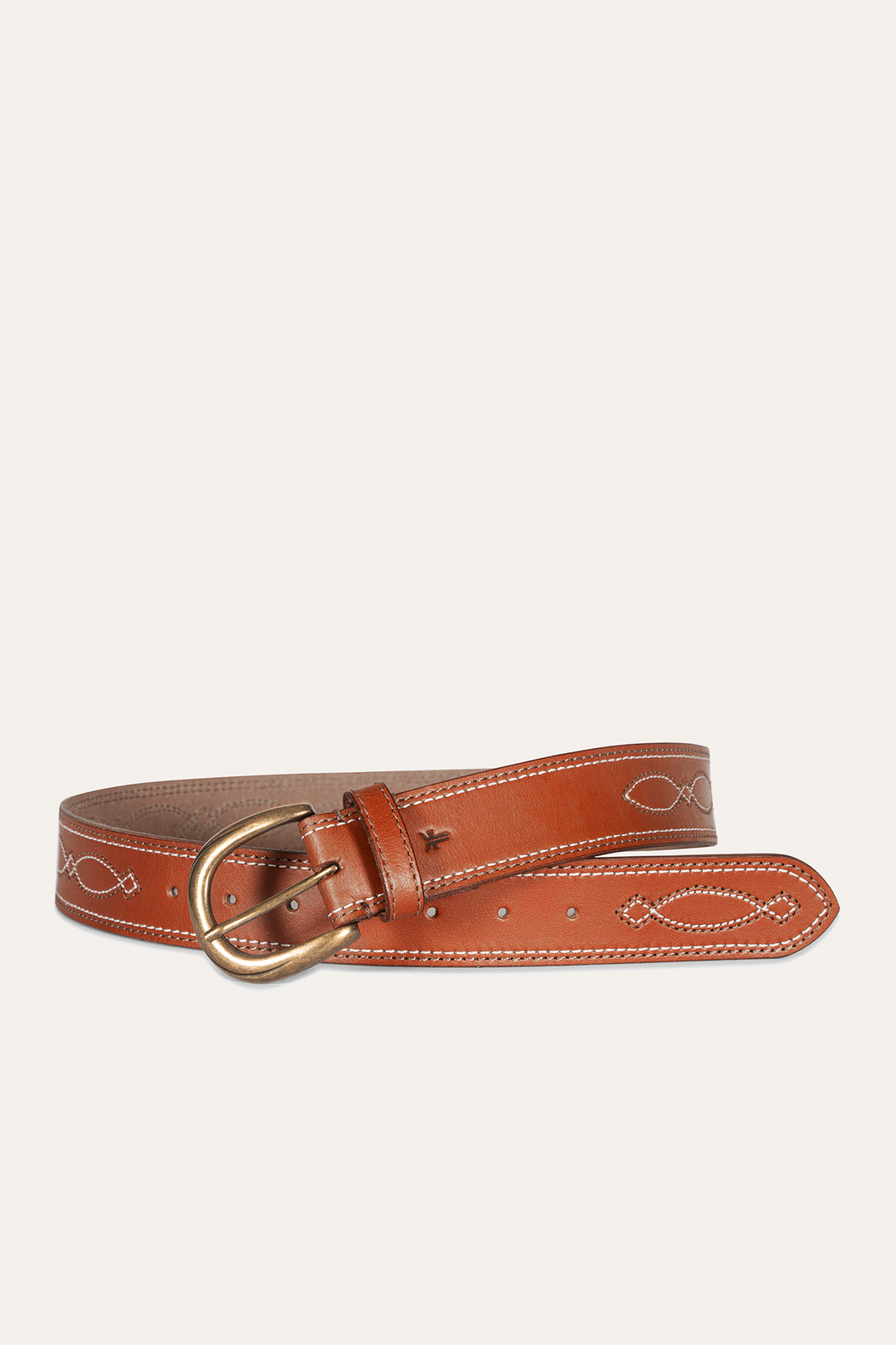 Frye 40mm Tan Belt With 2-Tone Stitch / Tan