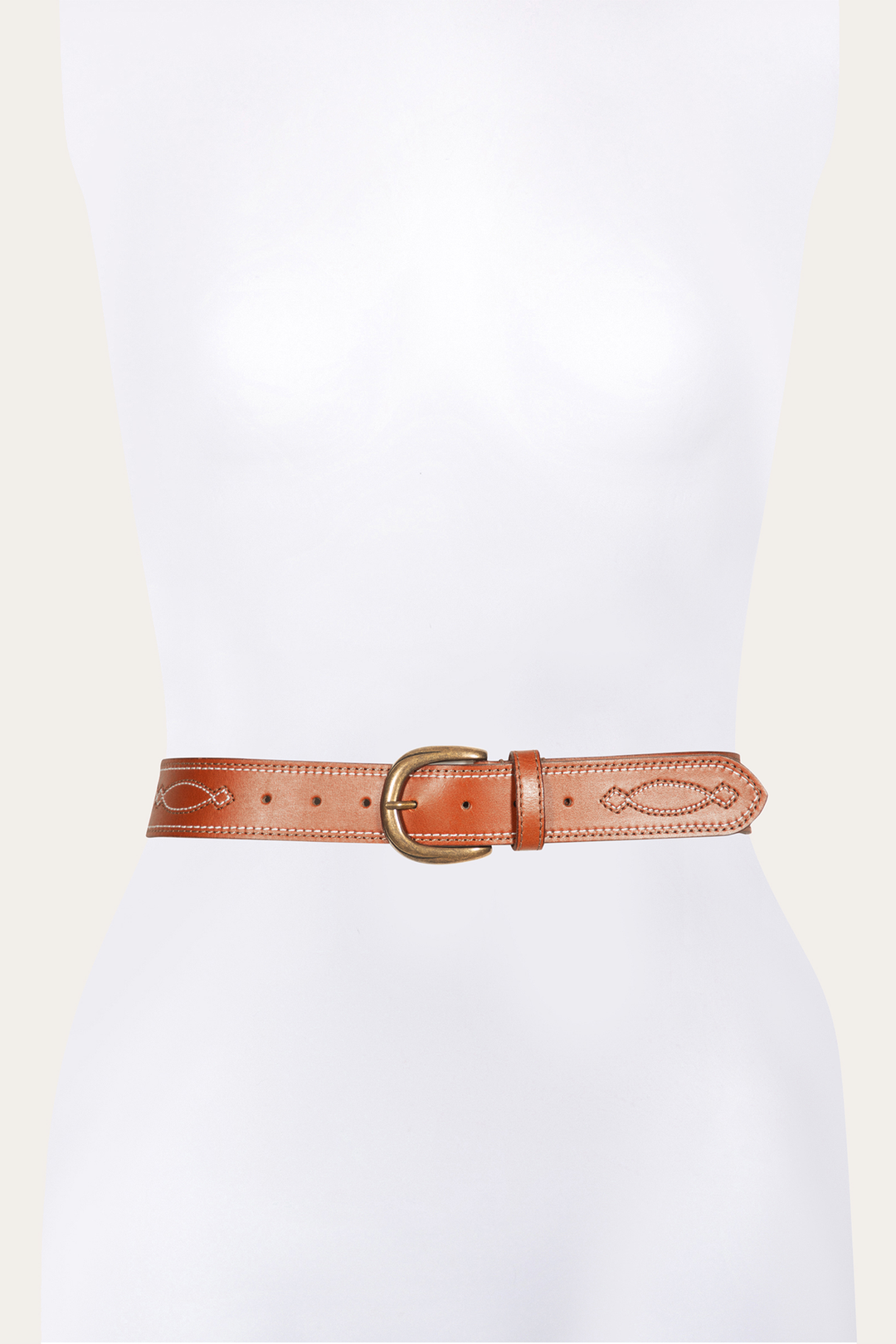 Frye 40mm Tan Belt With 2-Tone Stitch / Tan