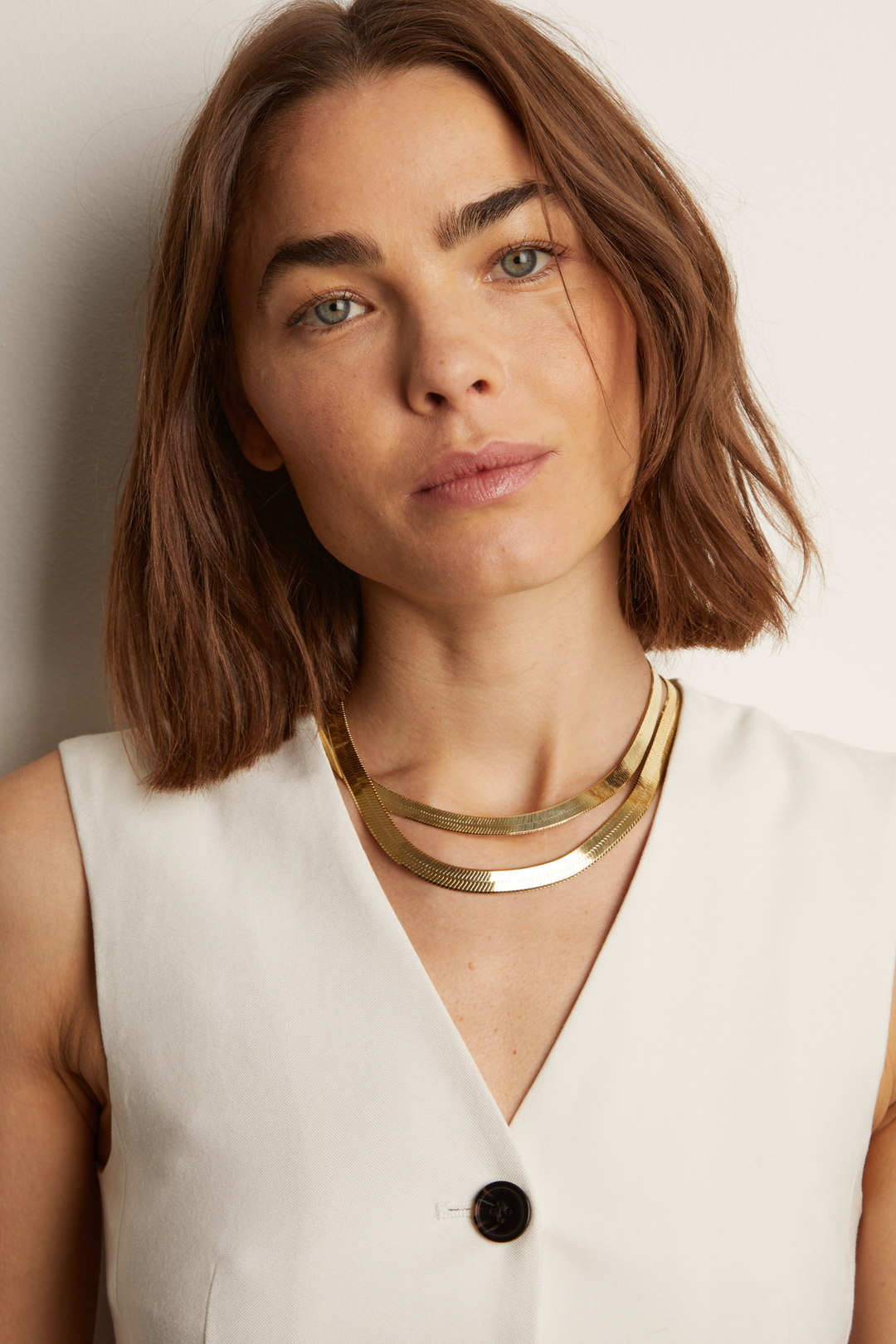 Frye Women’s Extra Bold Herringbone Necklace | Aurate x The Frye Company / Yellow Vermeil
