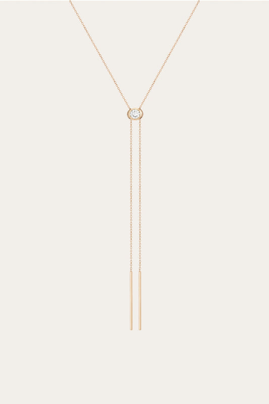 Frye Women’s Lab Grown White Sapphire Bolo Necklace | Aurate x The Frye Company / Yellow Vermeil