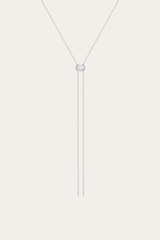 Frye Women’s Lab Grown White Sapphire Bolo Necklace | Aurate x The Frye Company / Sterling Silver