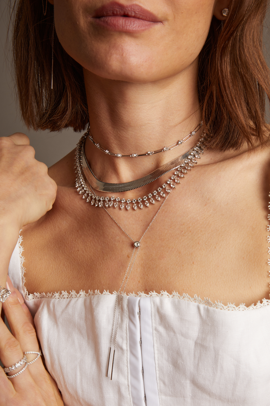 Frye Women’s Lab Grown White Sapphire Bolo Necklace | Aurate x The Frye Company / Sterling Silver