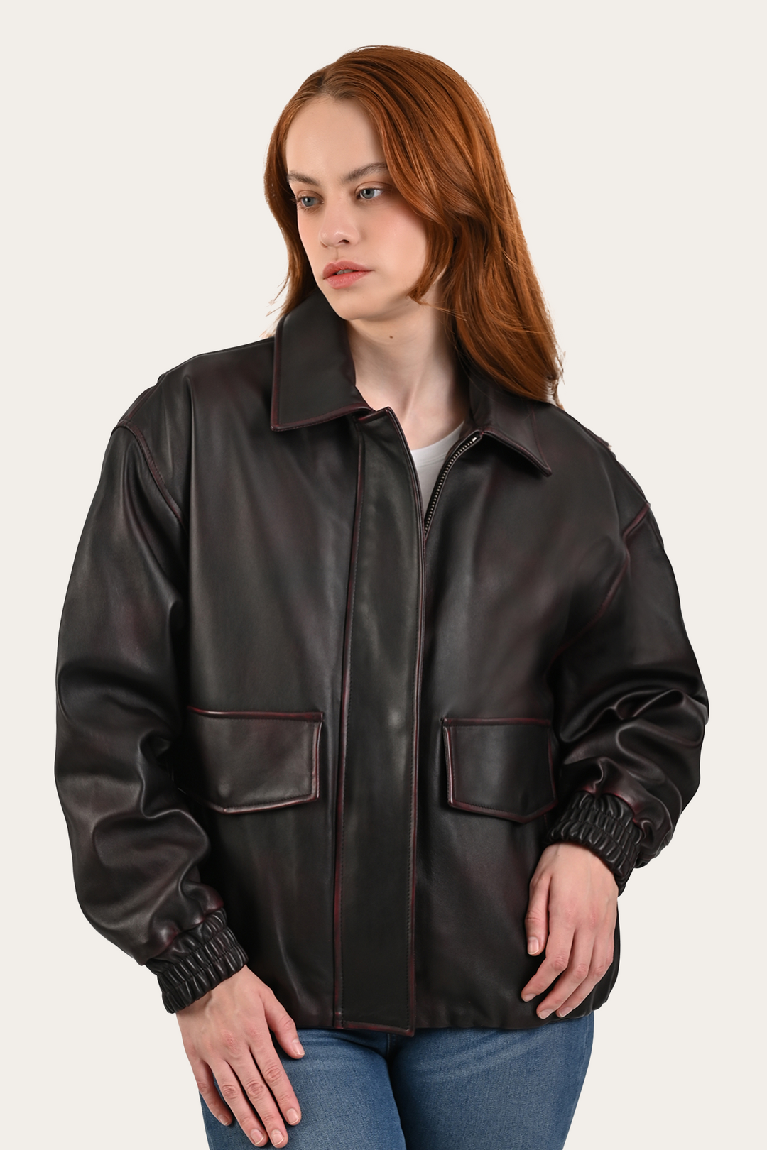 Frye Black Cherry Harper Oversized Bomber / Black Cherry