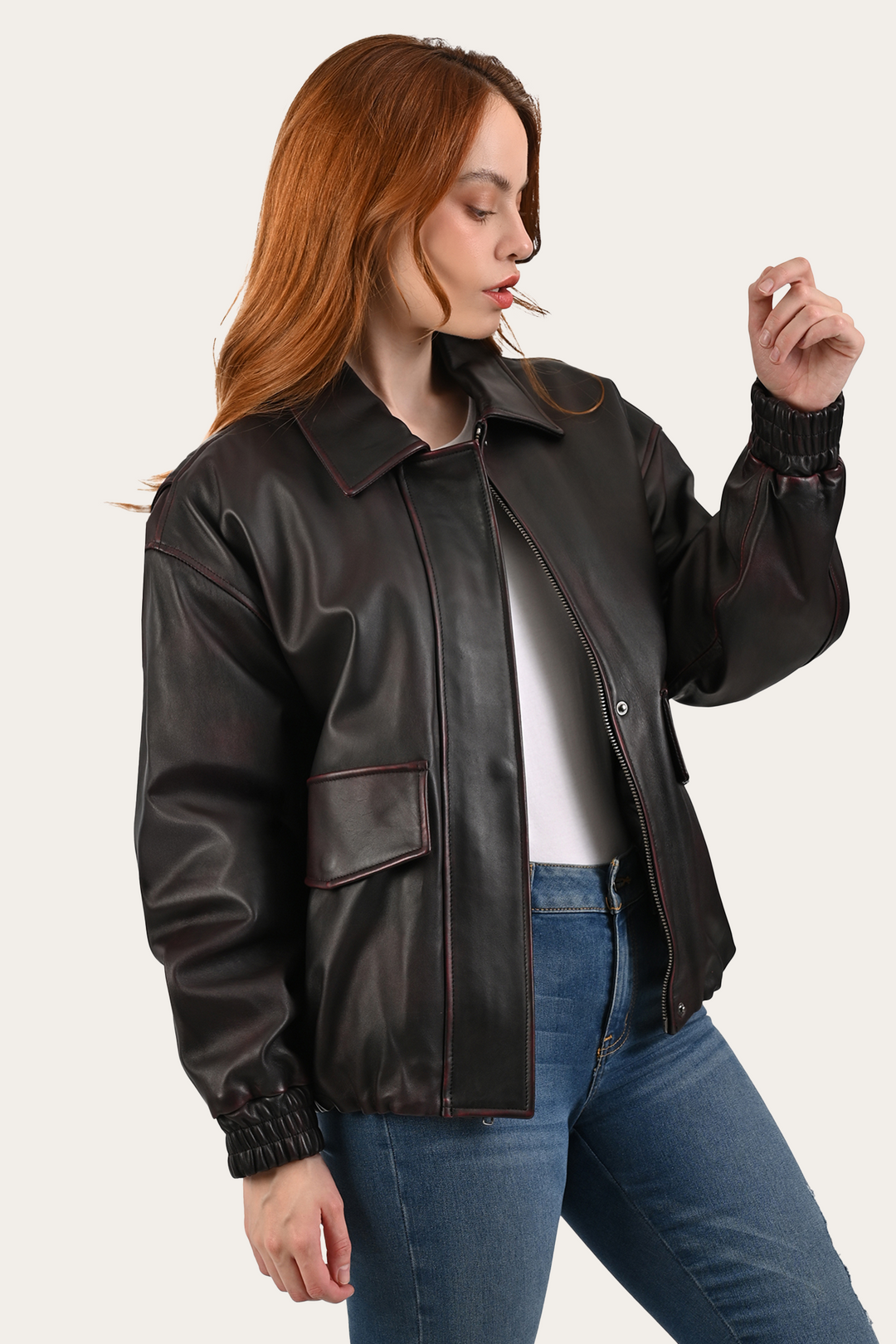 Frye Black Cherry Harper Oversized Bomber / Black Cherry