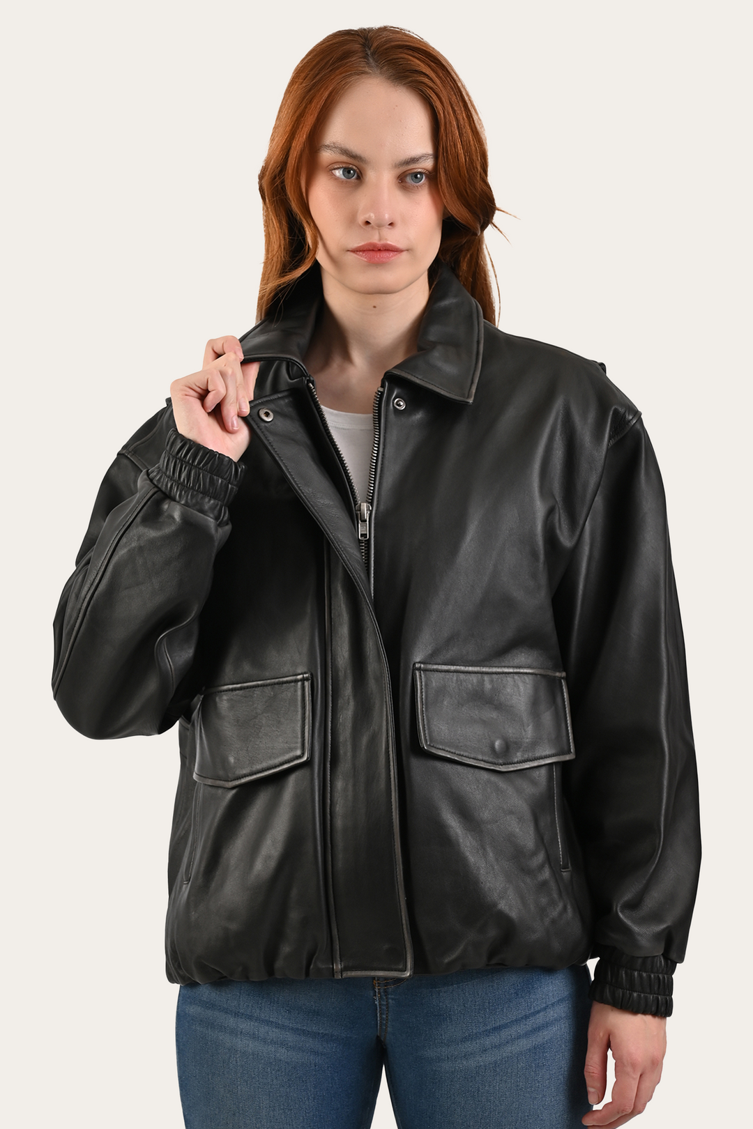 Frye Black Harper Oversized Bomber / Black