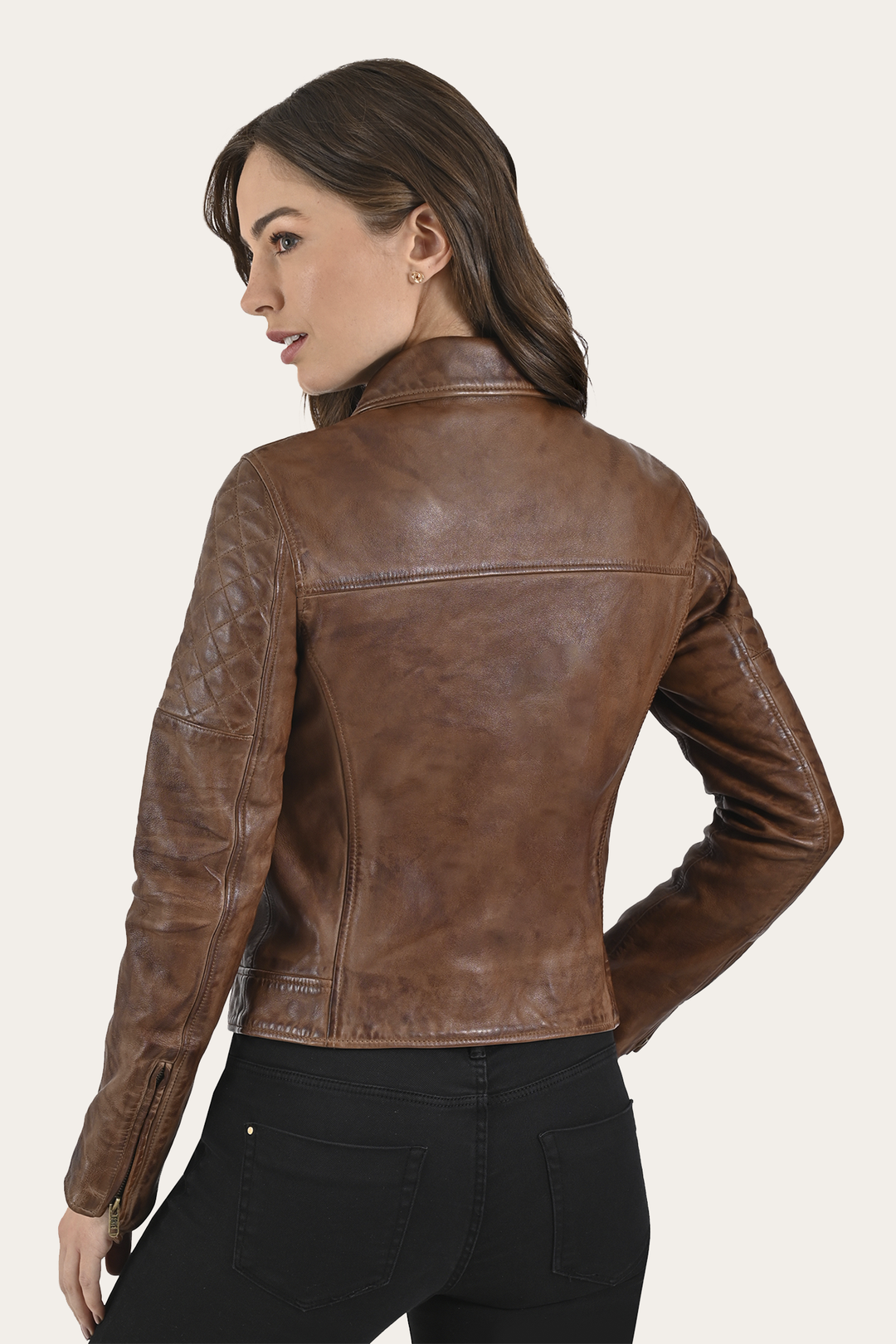 Frye Cordially Modern Biker Jacket / Moka Tobacco