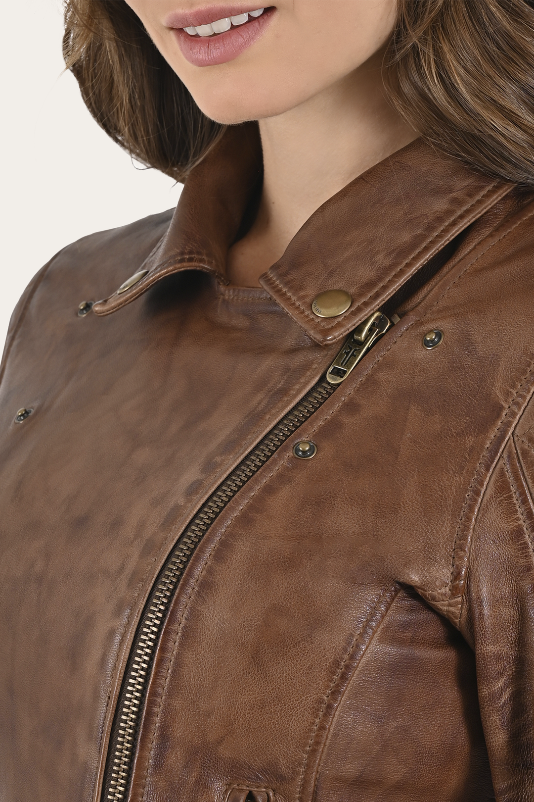 Frye Cordially Modern Biker Jacket / Moka Tobacco