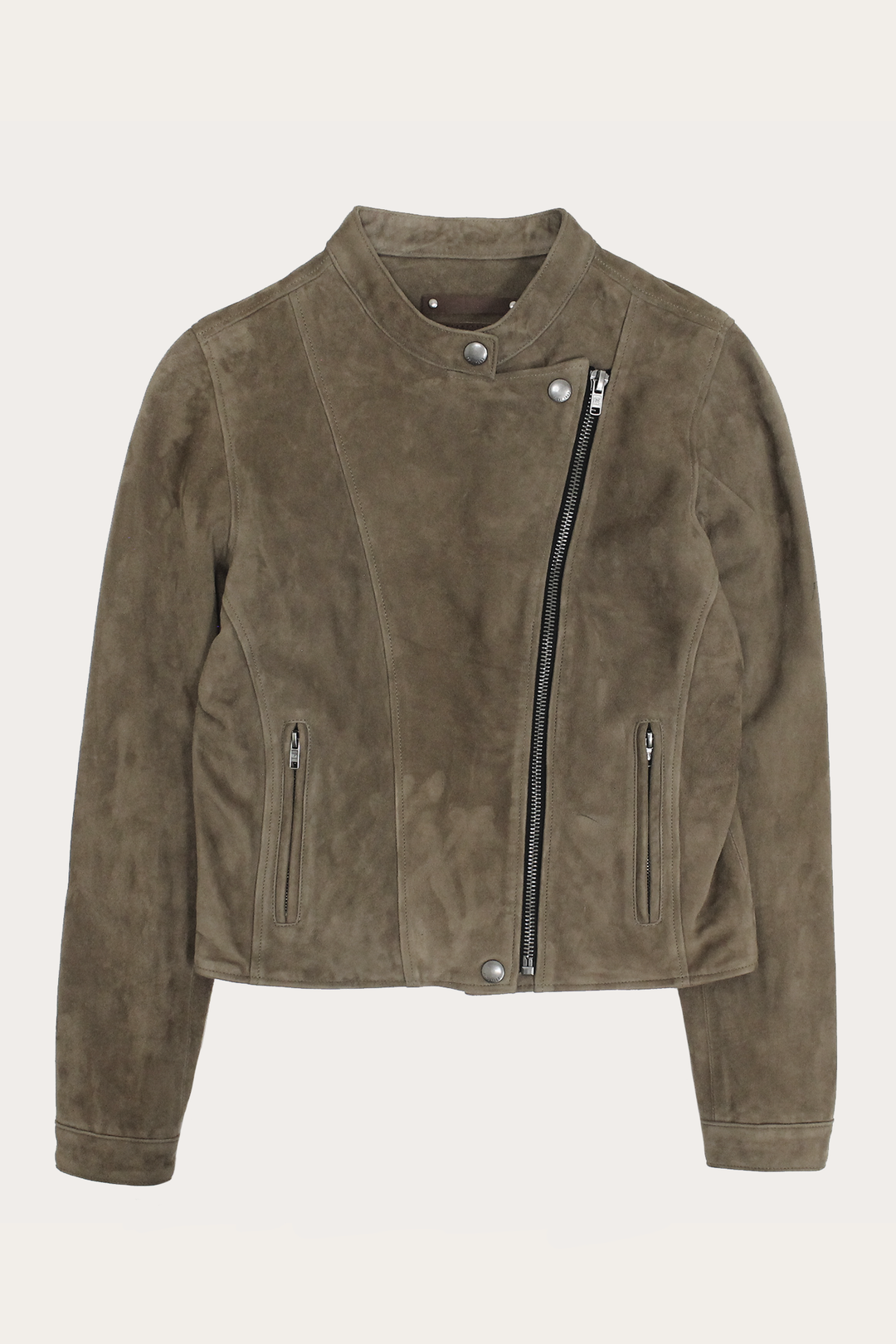 Frye Women’s Taupe Jace Hybrid Biker Racer Suede Jacket / Taupe