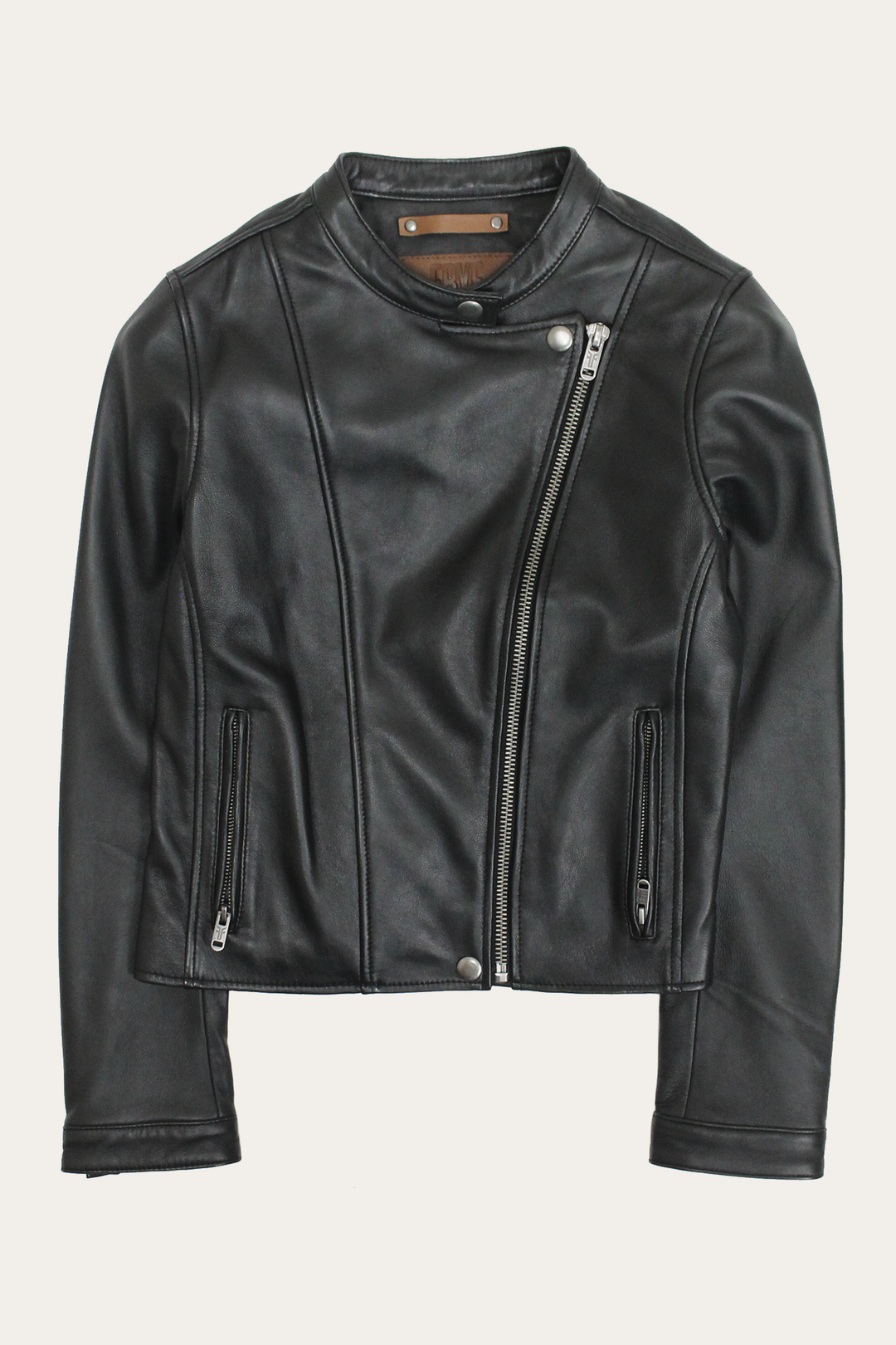 Frye Women’s Black Heathe Leather Racer Jacket / Black