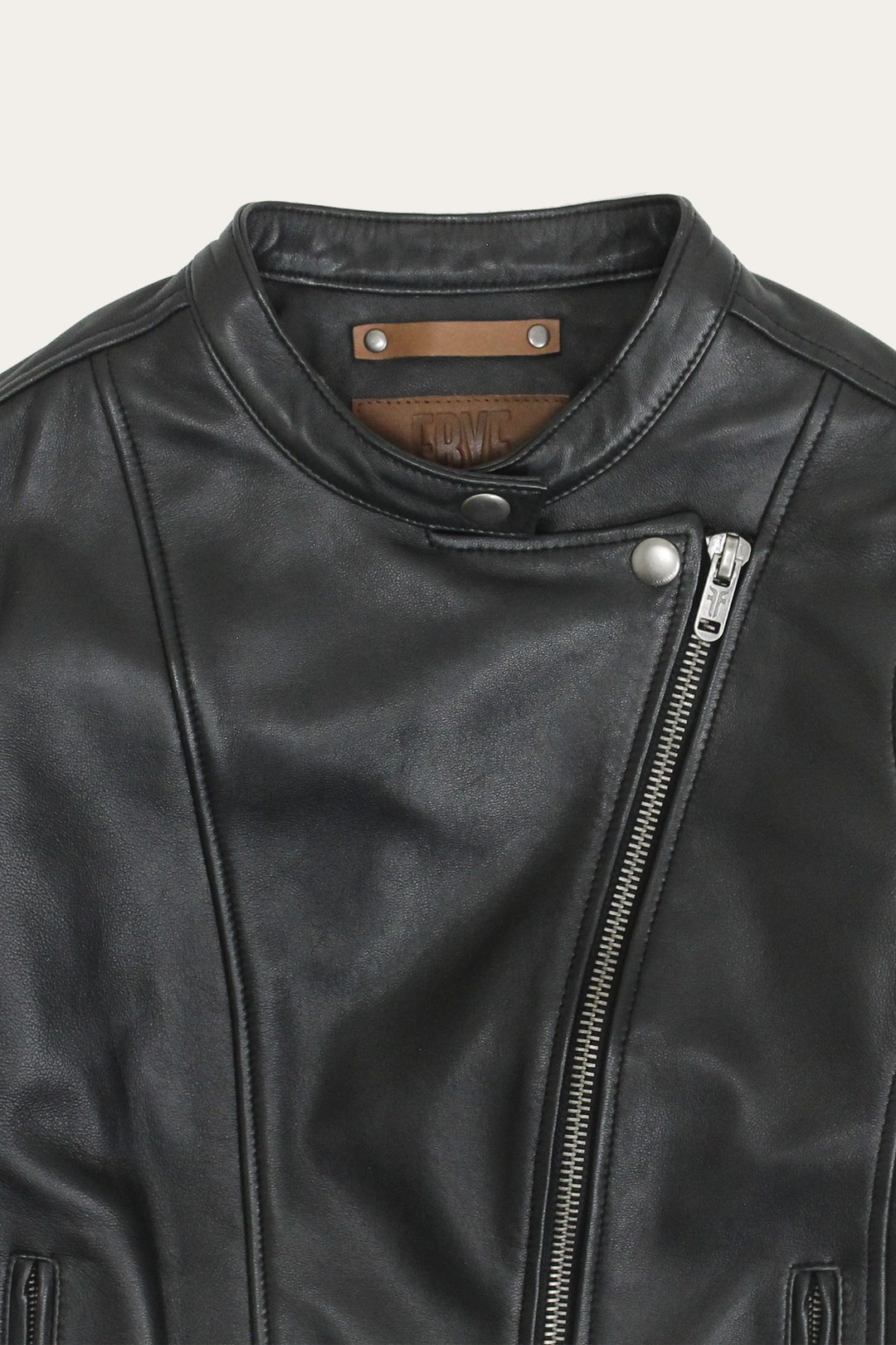 Frye Women’s Black Heathe Leather Racer Jacket / Black