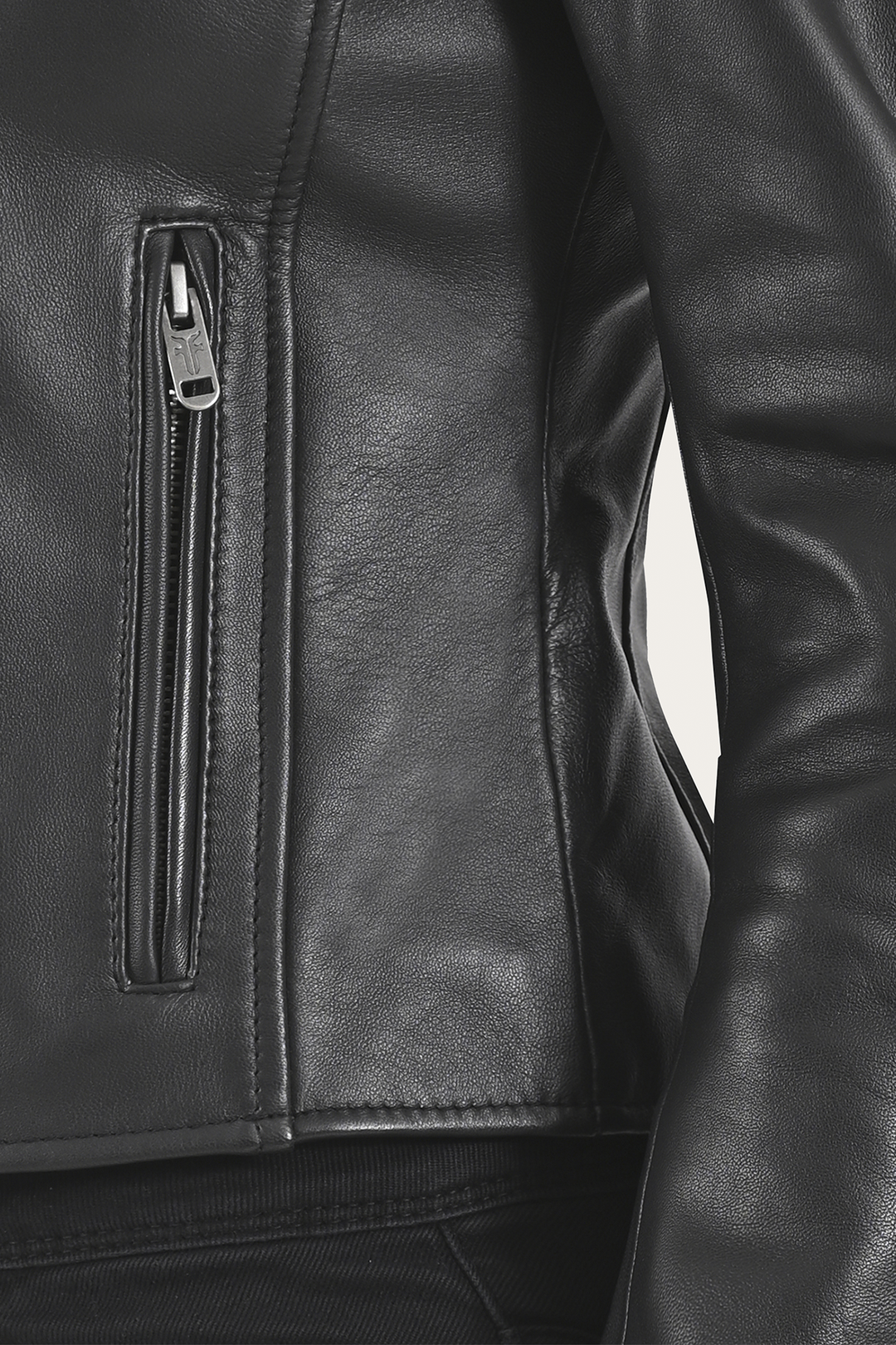 Frye Women’s Black Heathe Leather Racer Jacket / Black