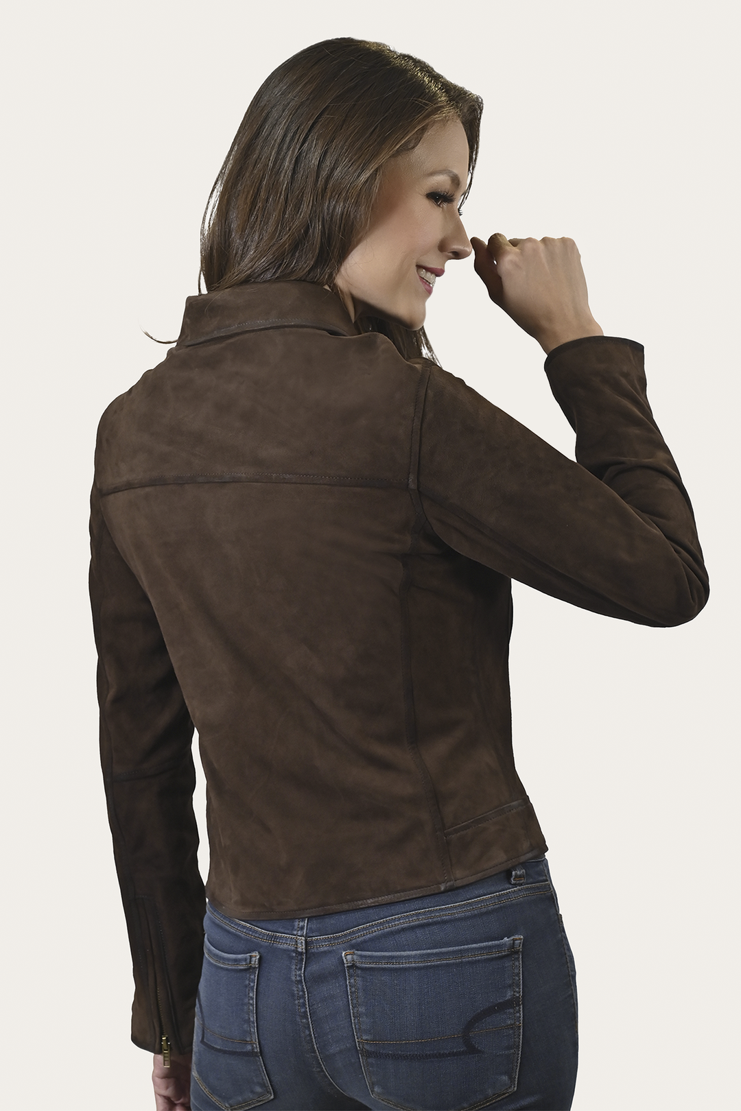 Frye Women’s Dark Brown Clive Elegant Suede Biker Jacket / Dark Brown