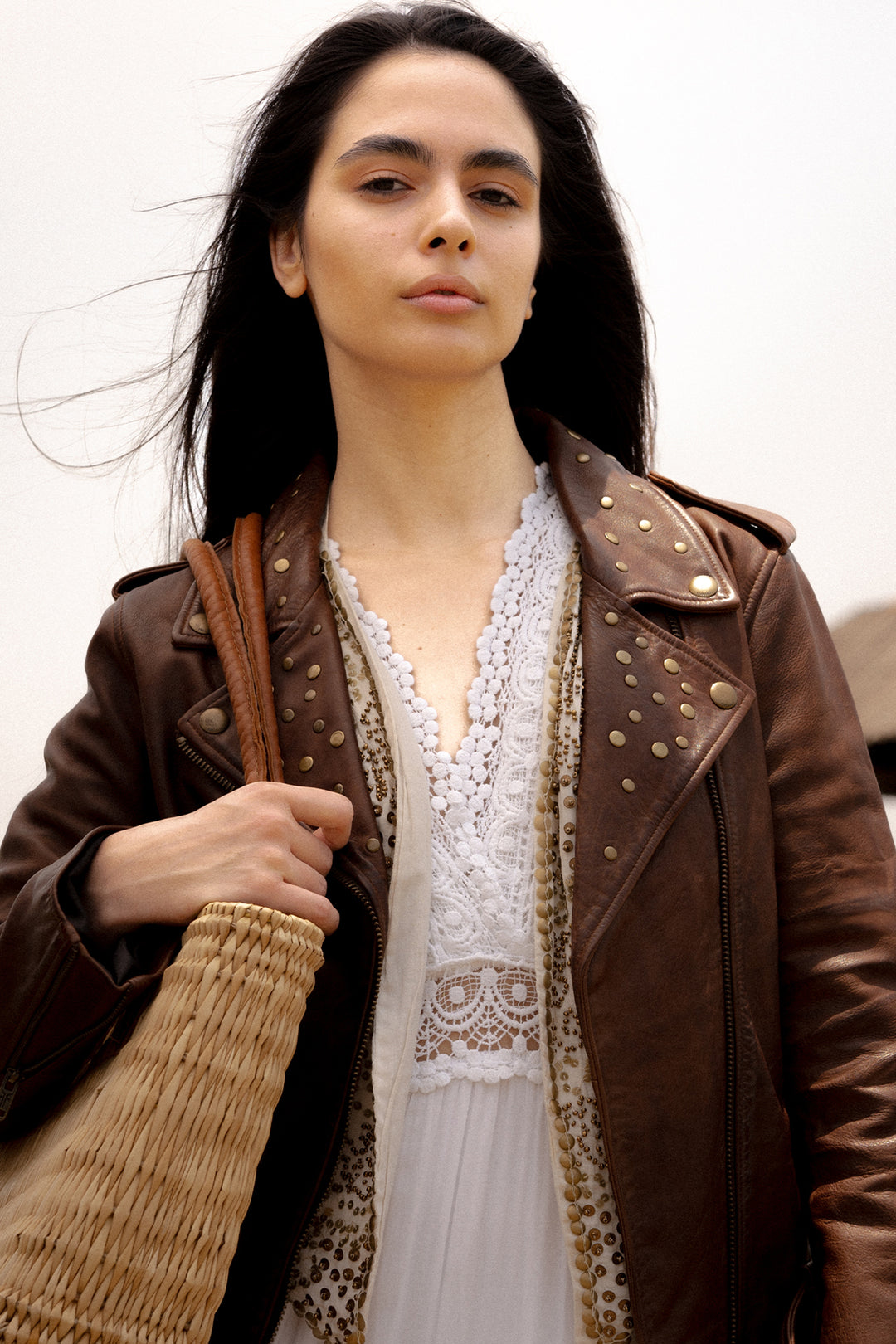 Frye Women’s Tobacco Linc Biker Leather Jacket / Tobacco
