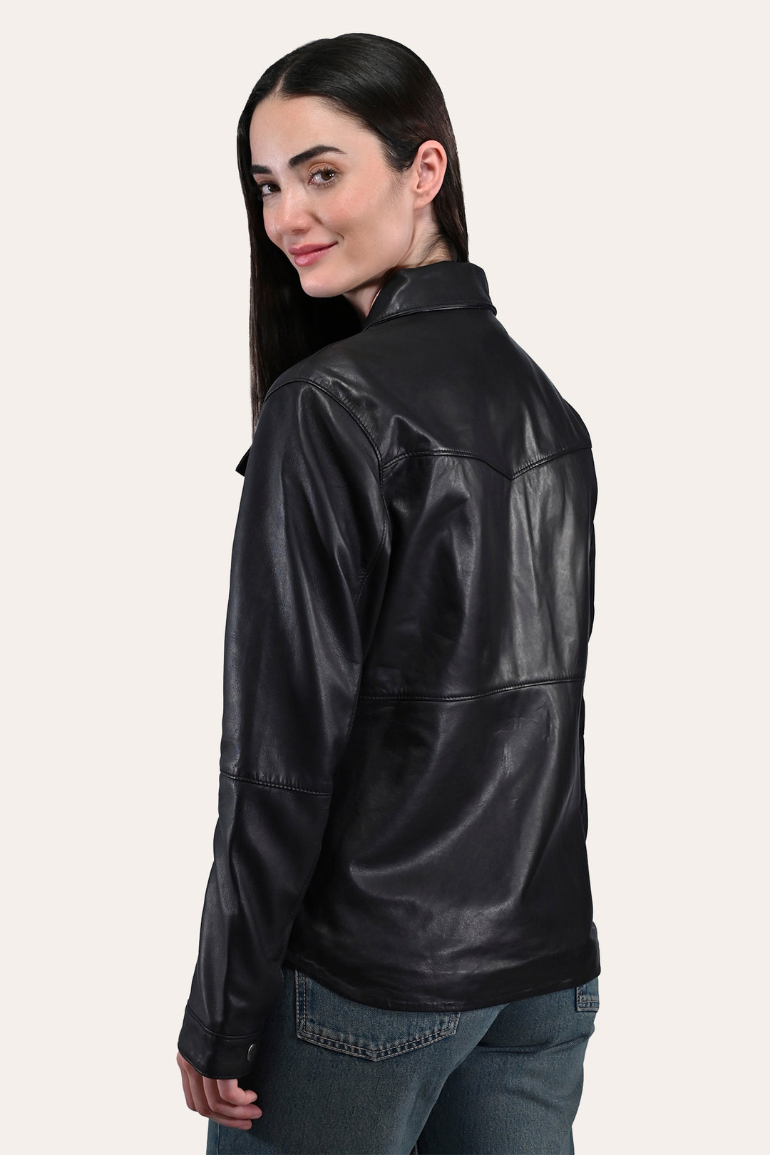 Frye Women’s Black Obadiah Leather Shacket / Black