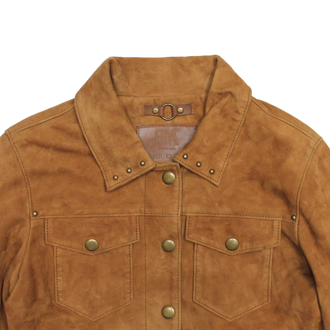 Frye Women’s Medium Brown Nash Fringed Suede Trucker Jacket / Medium Brown
