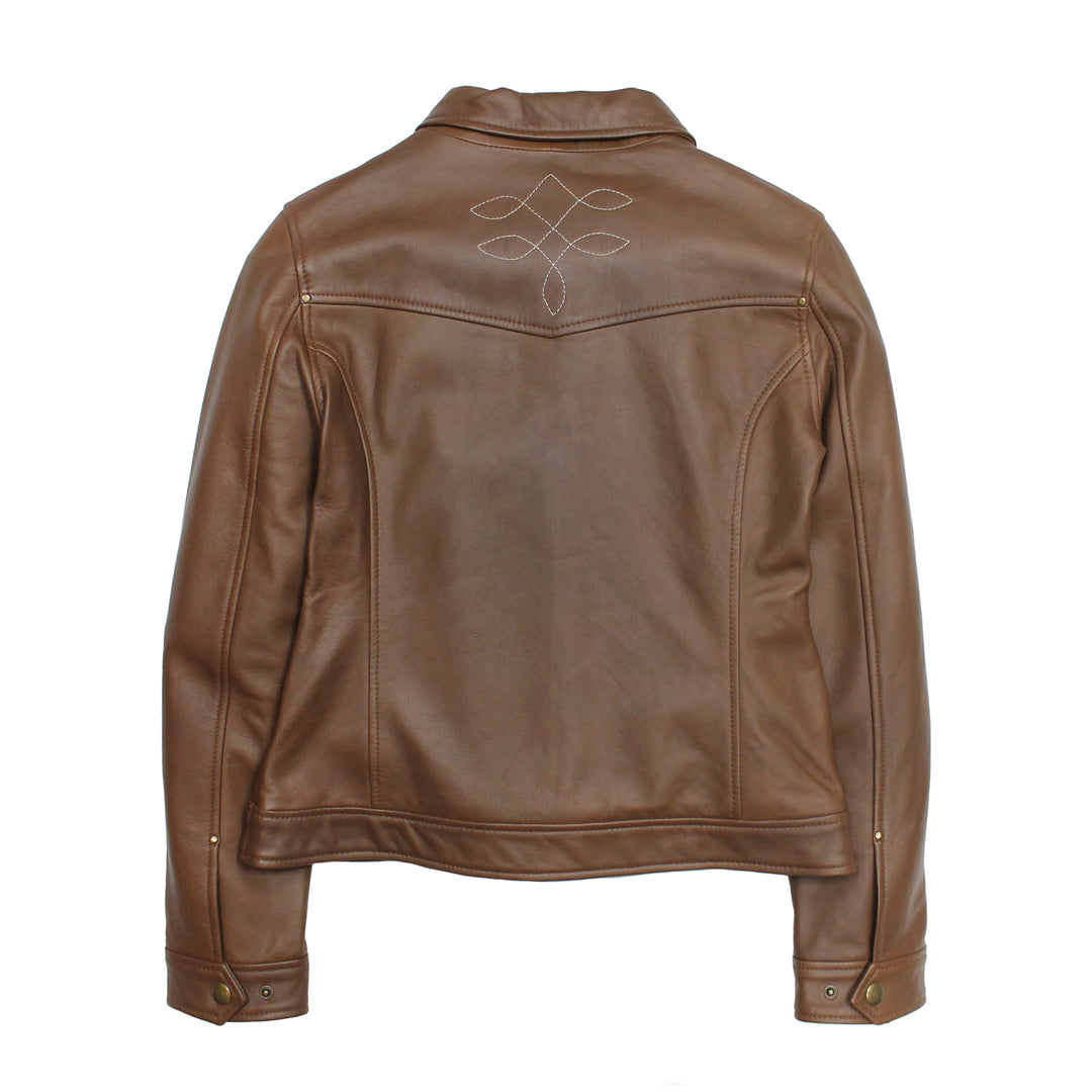Frye Women’s Medium Brown Callum Trucker Leather Jacket / Medium Brown