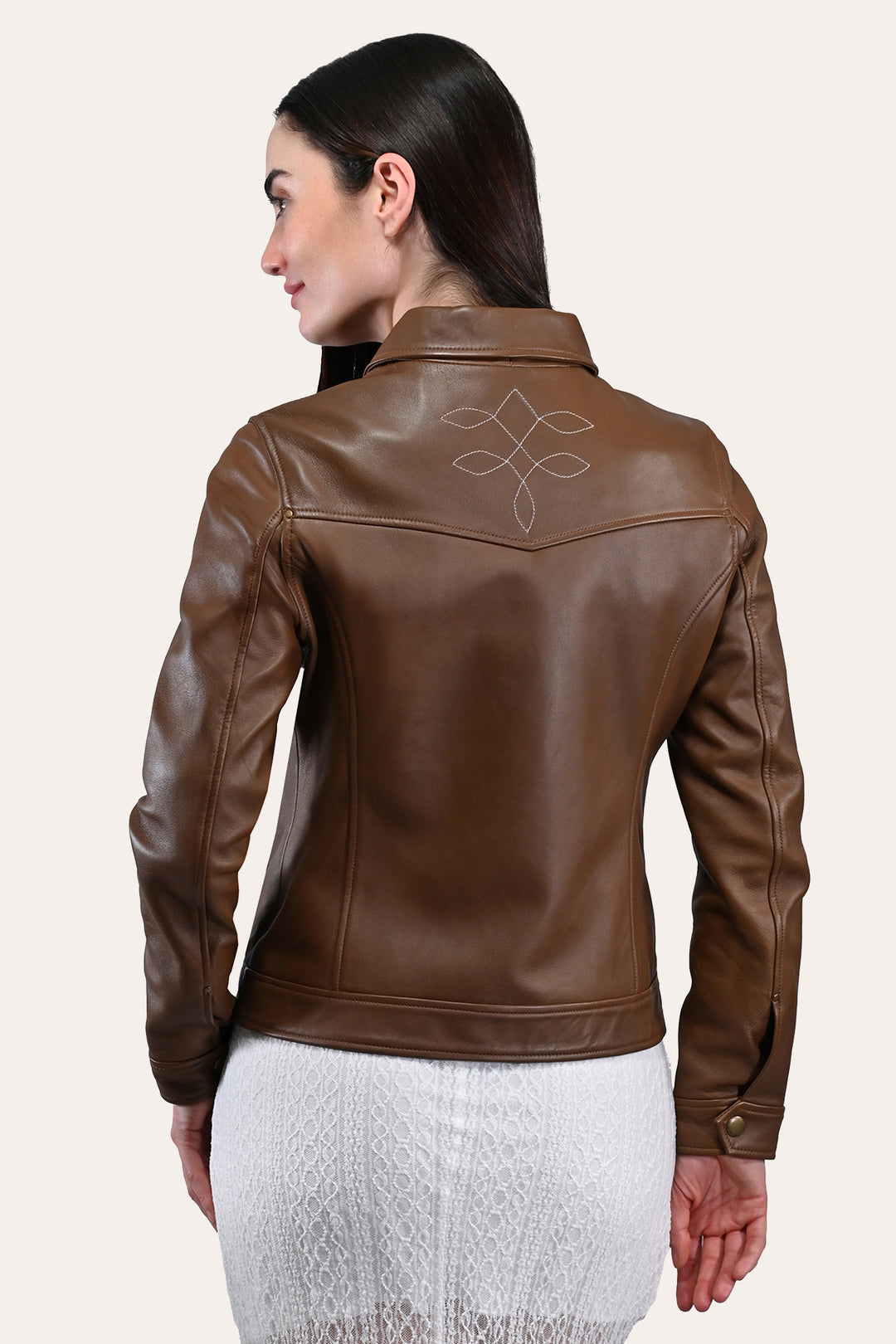 Frye Women’s Medium Brown Callum Trucker Leather Jacket / Medium Brown