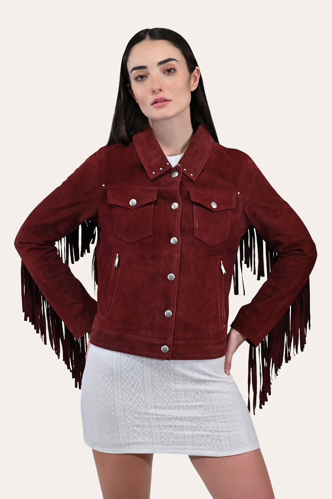 Frye Women’s Oxblood Nash Trucker Suede Jacket / Oxblood
