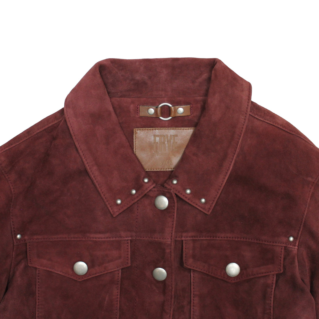 Frye Women’s Oxblood Nash Trucker Suede Jacket / Oxblood