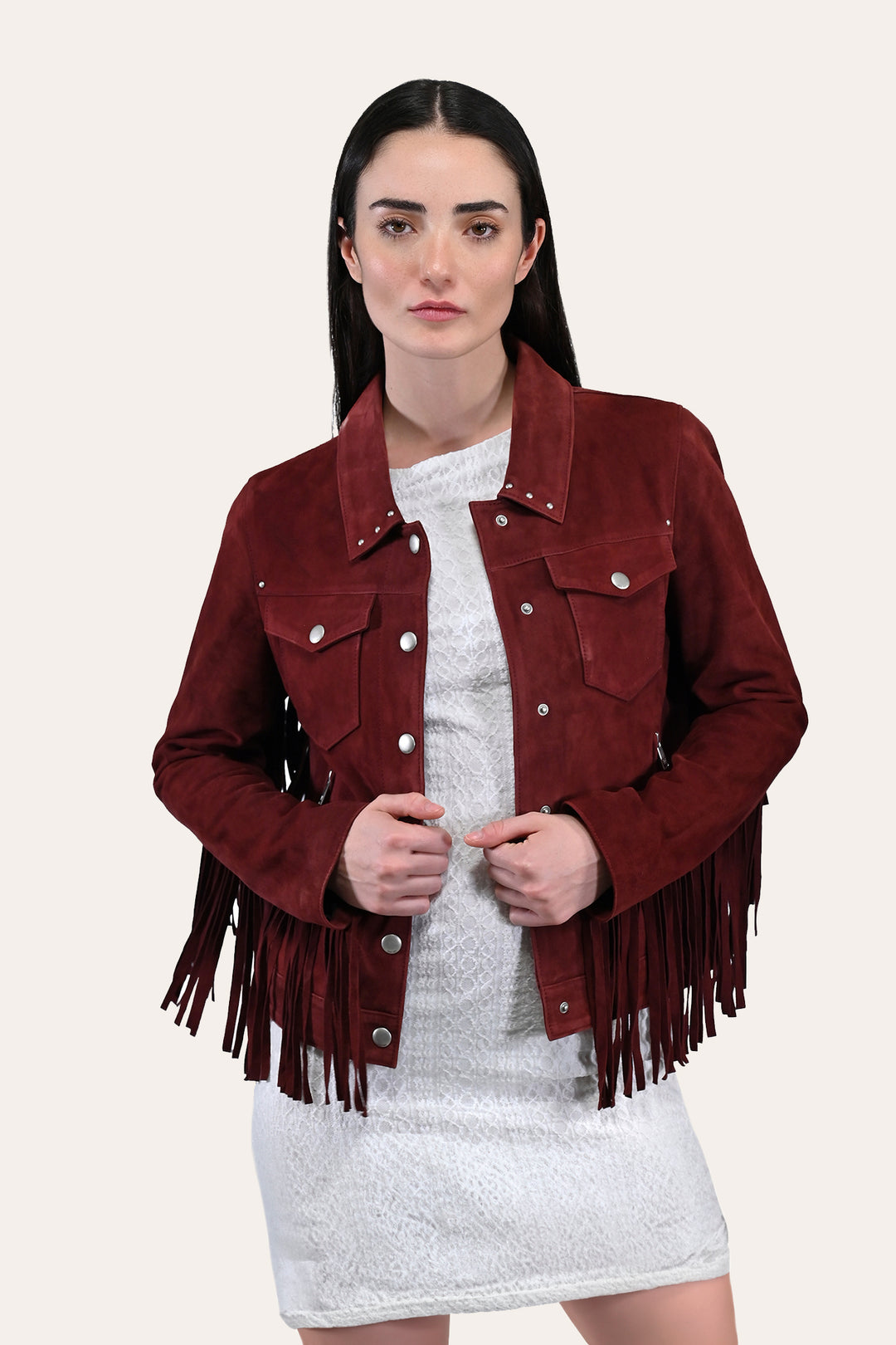 Frye Women’s Oxblood Nash Trucker Suede Jacket / Oxblood