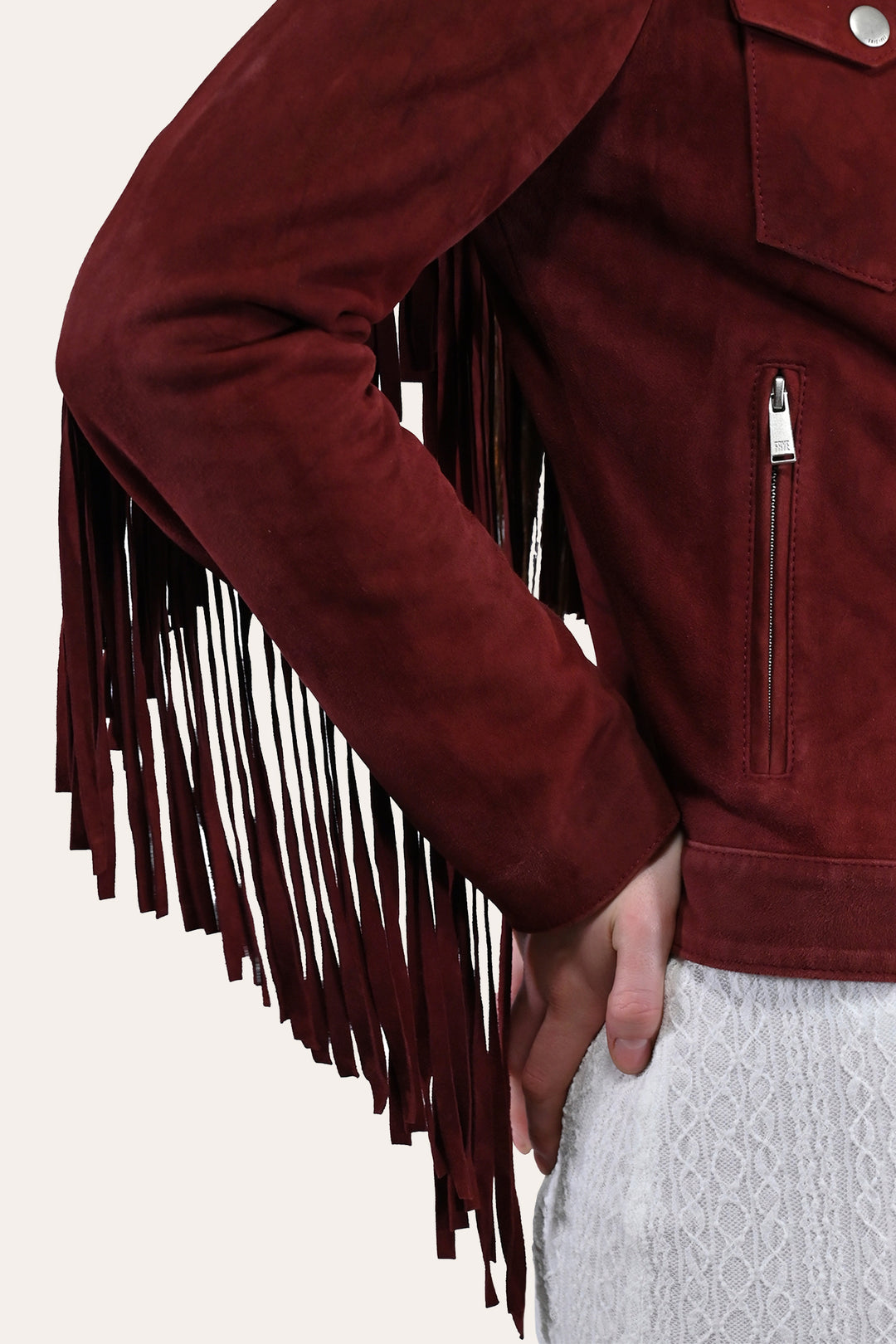 Frye Women’s Oxblood Nash Trucker Suede Jacket / Oxblood