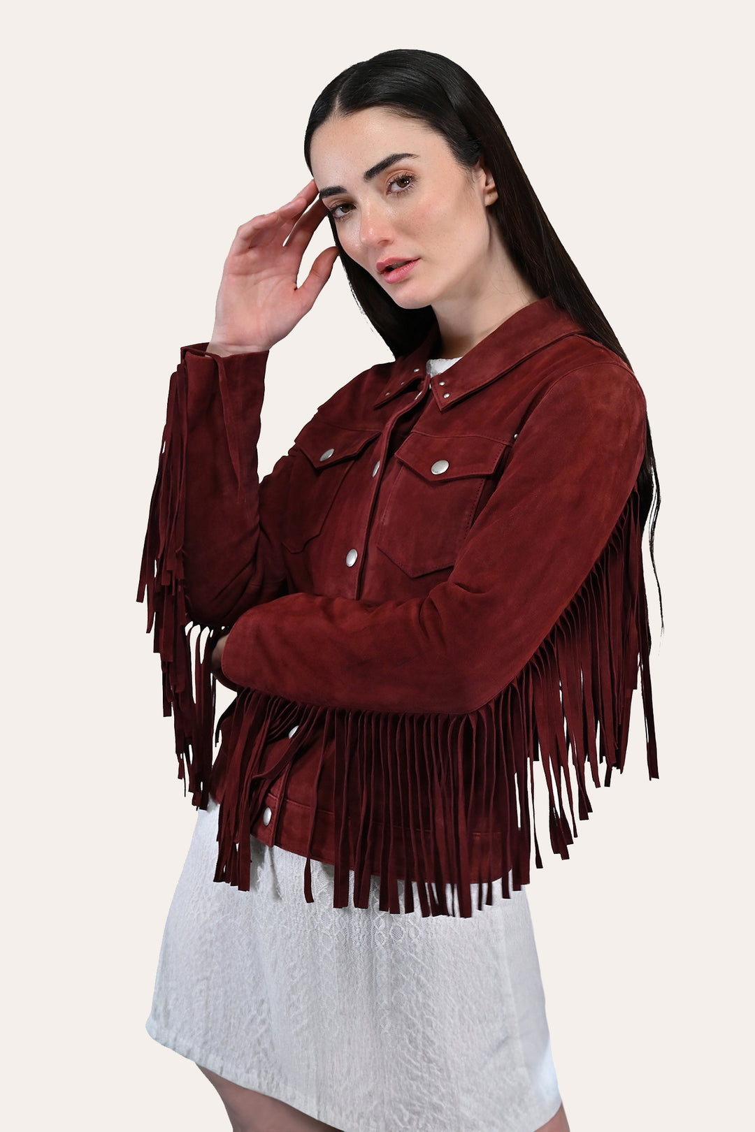 Frye Women’s Oxblood Nash Trucker Suede Jacket / Oxblood