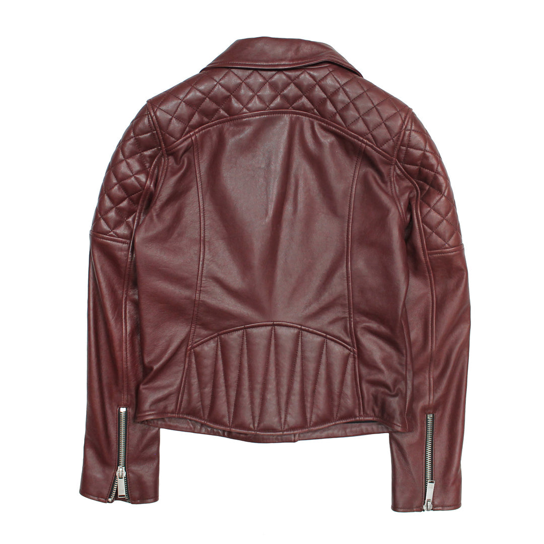 Frye Women’s Oxblood Oklahoma Nappa Leather Biker Jacket / Oxblood