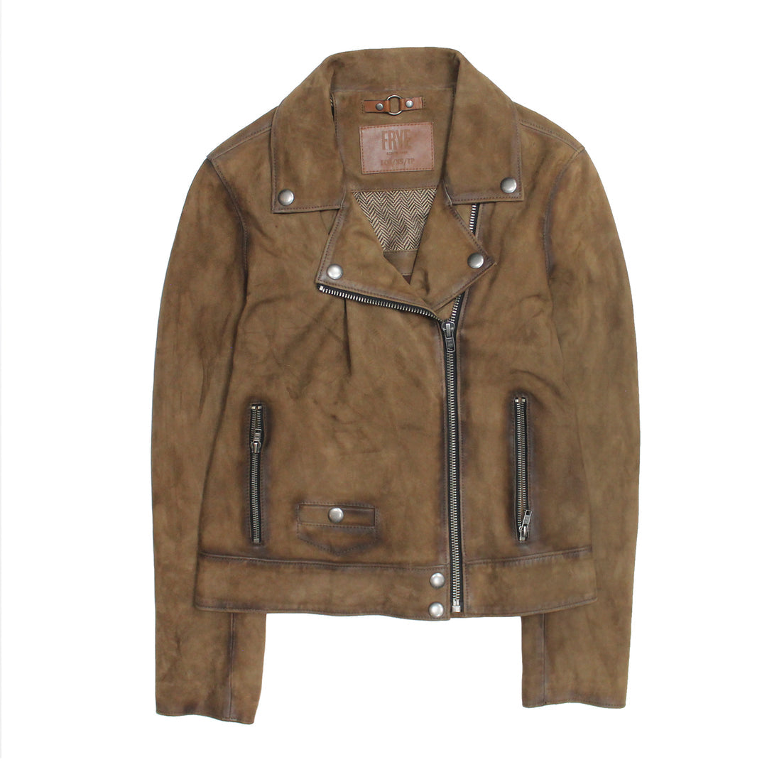 Frye Women’s Dark Taupe Oakley Vintage Suede Biker Jacket / Dark taupe