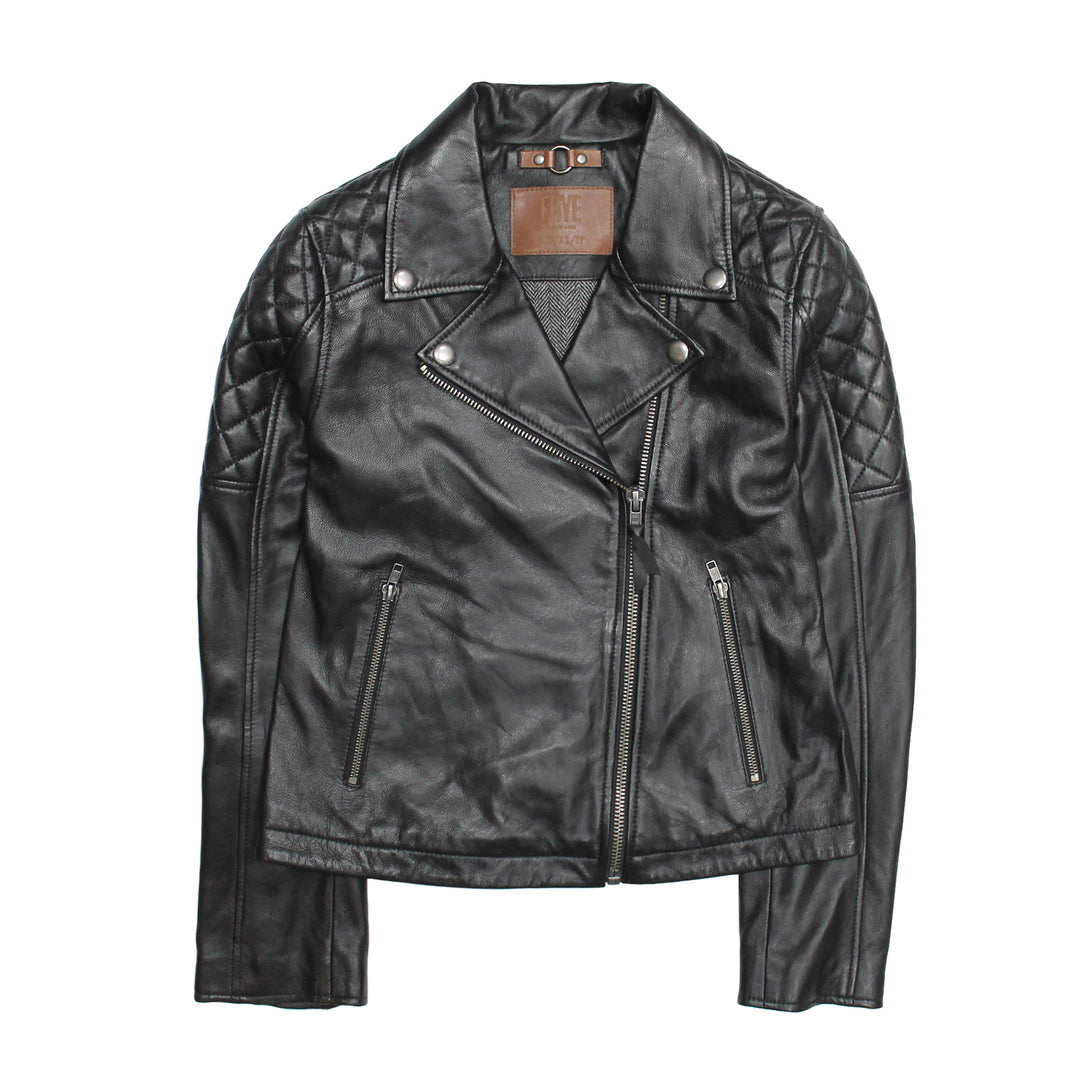 Frye Women’s Black Oklahoma Biker Leather Jacket / Black
