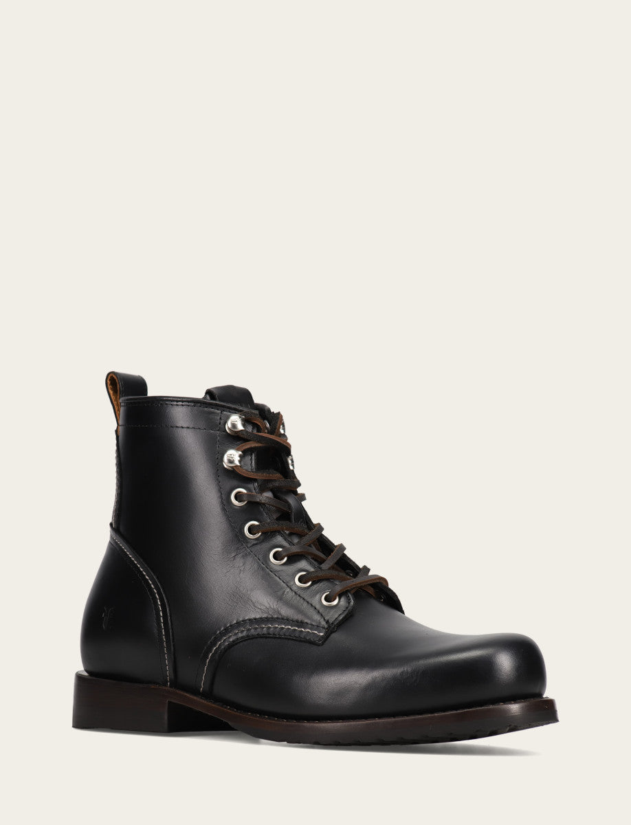 Frye Men's Black Hudson Workboot Plain Toe / Black