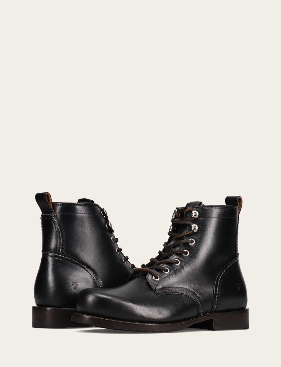 Frye Men's Black Hudson Workboot Plain Toe / Black