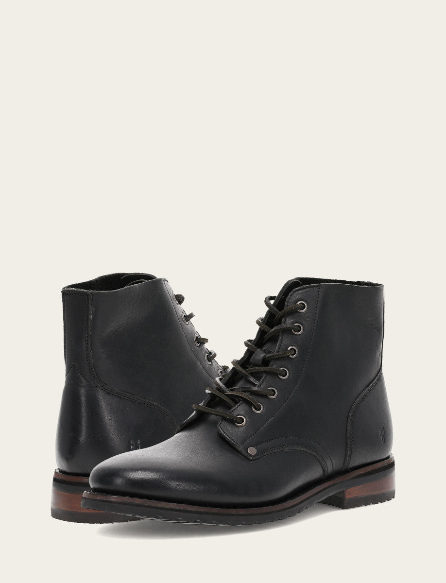 Frye Men's Black Barrett Lace Up Boots / Black