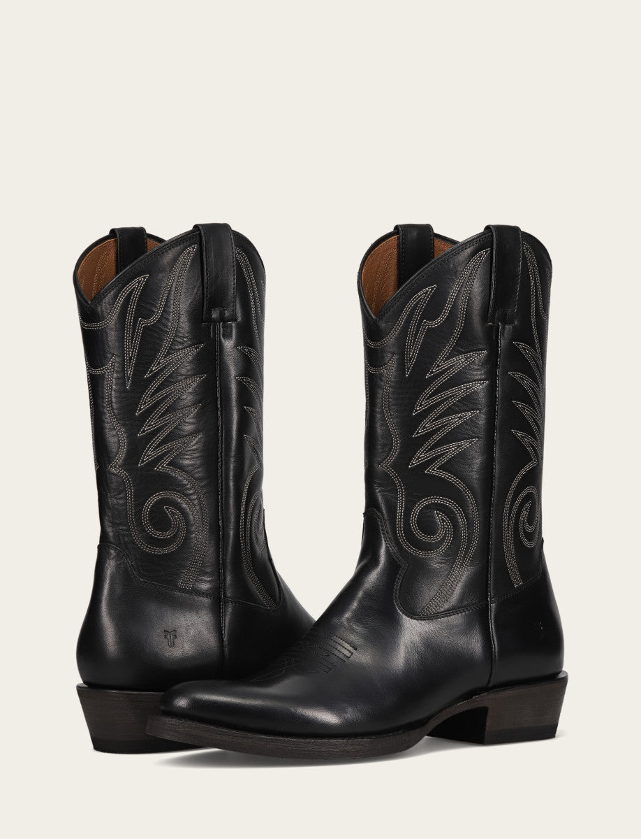 Frye Men's Black Grady Vintage Stitch Western Boots / Black