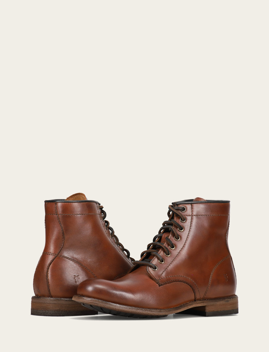 Frye Men's Cognac Tyler Flex Lace Up Boots / Cognac