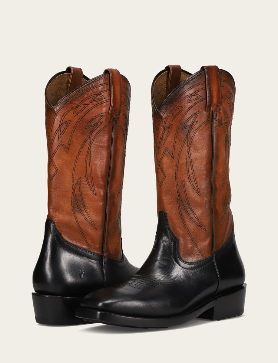 Frye Men's Black Nash Deco Stitch Pull On Boots / Black
